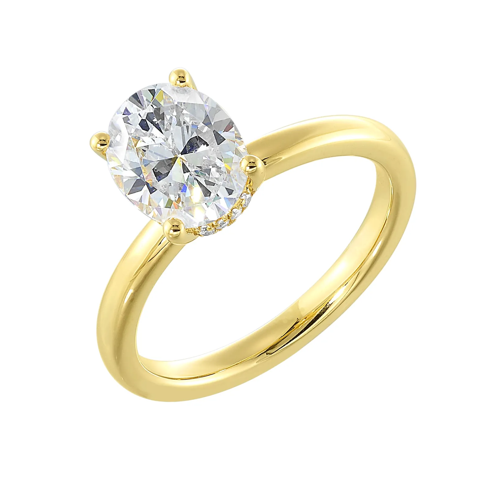14Kt Yellow Semi Mount 1/15Ctw For 2Ctw Oval Center view 2