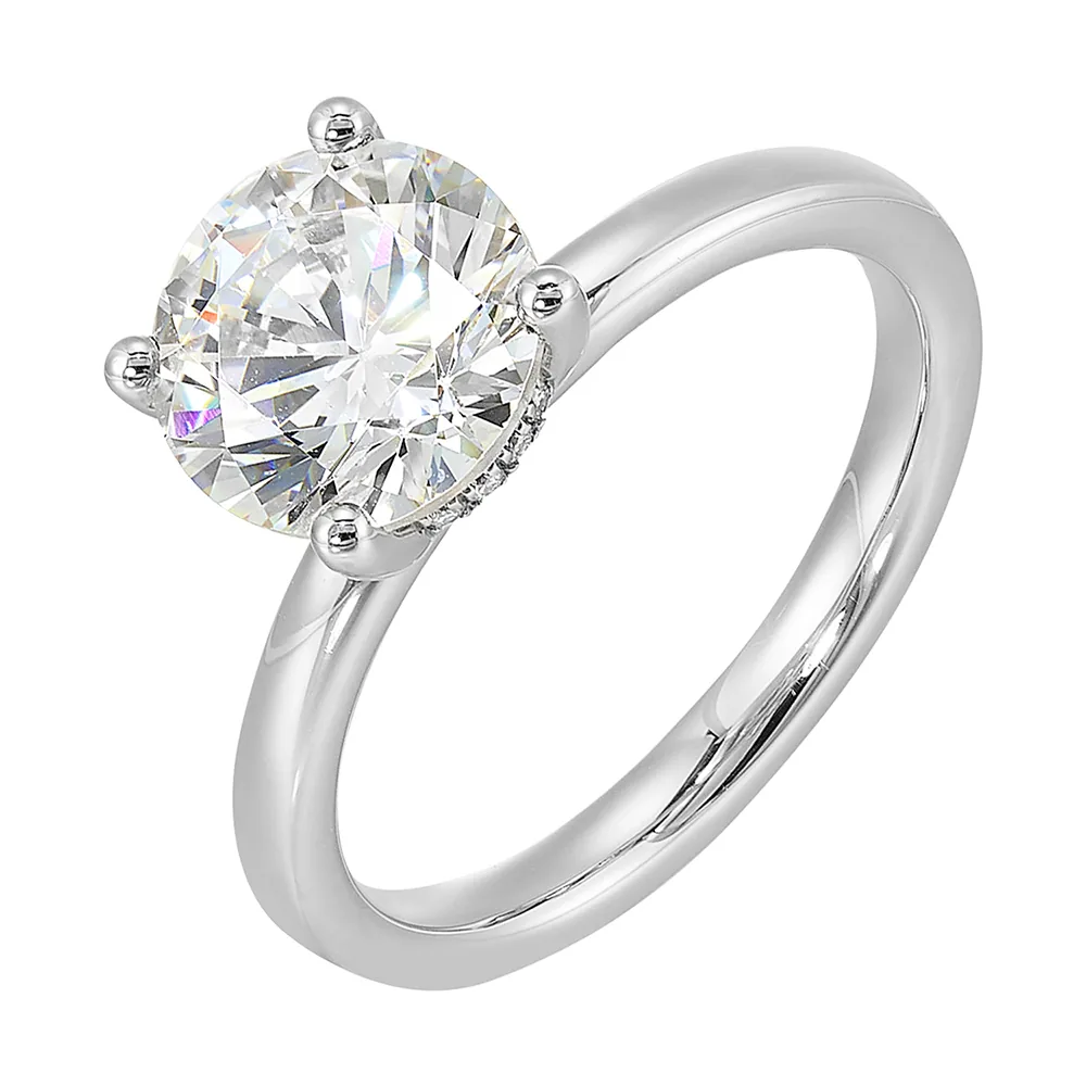 14Kt White Semi Mount 1/20Ctw For 2Ct Round Center