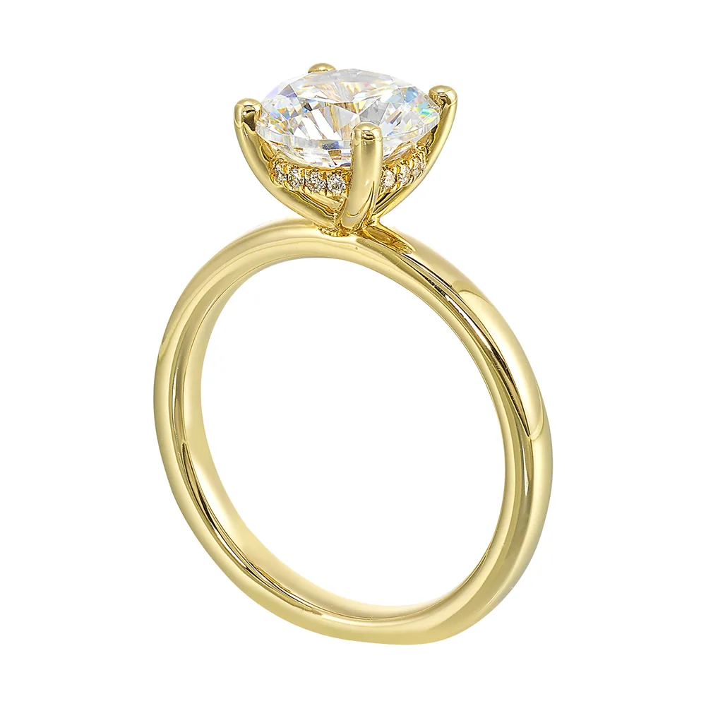 14Kt Yellow Semi Mount 1/20Ctw For 2Ctw Round Center view 3