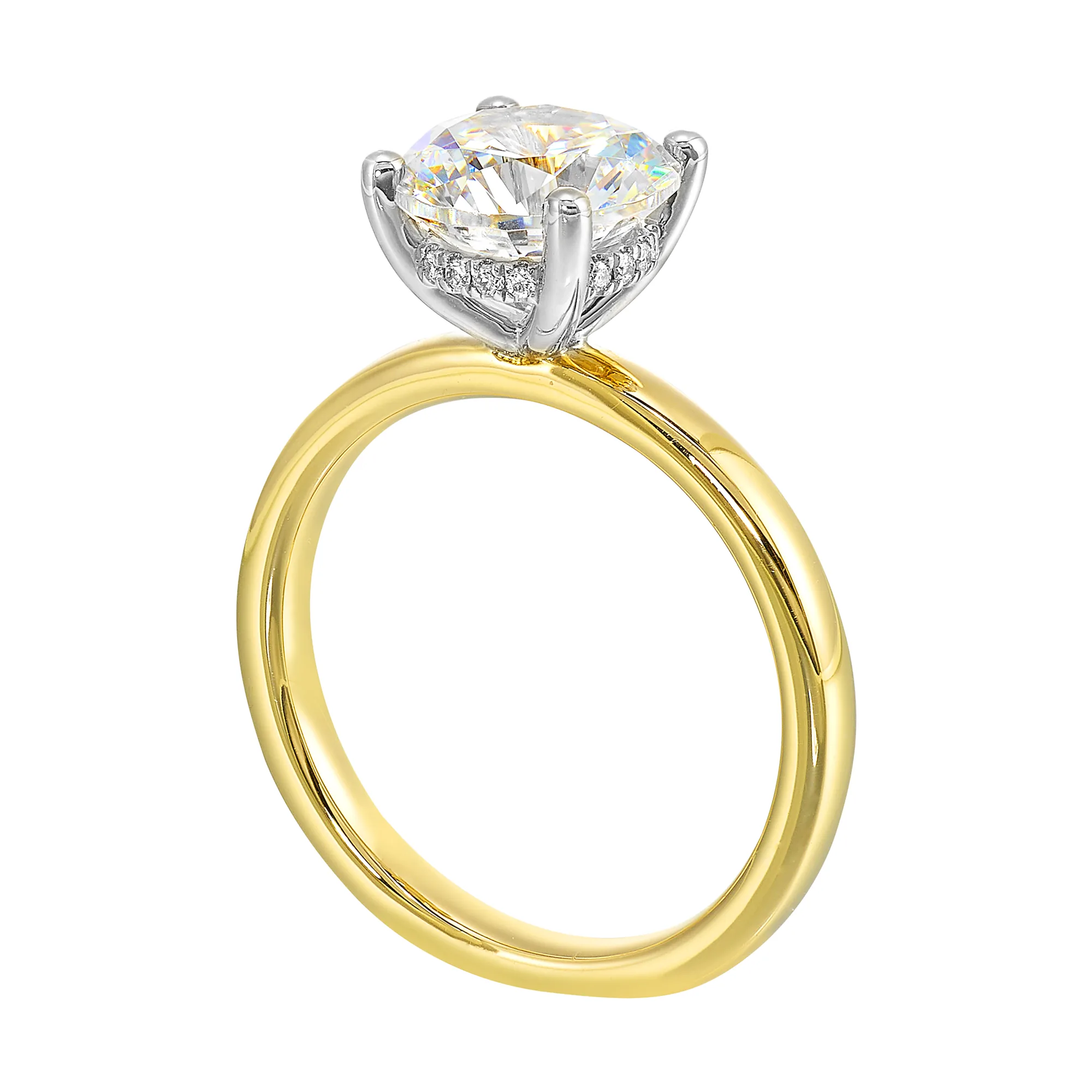 14Kt White Yellow Semi Mount 1/20Ctw For 2Ct Round Center view 3