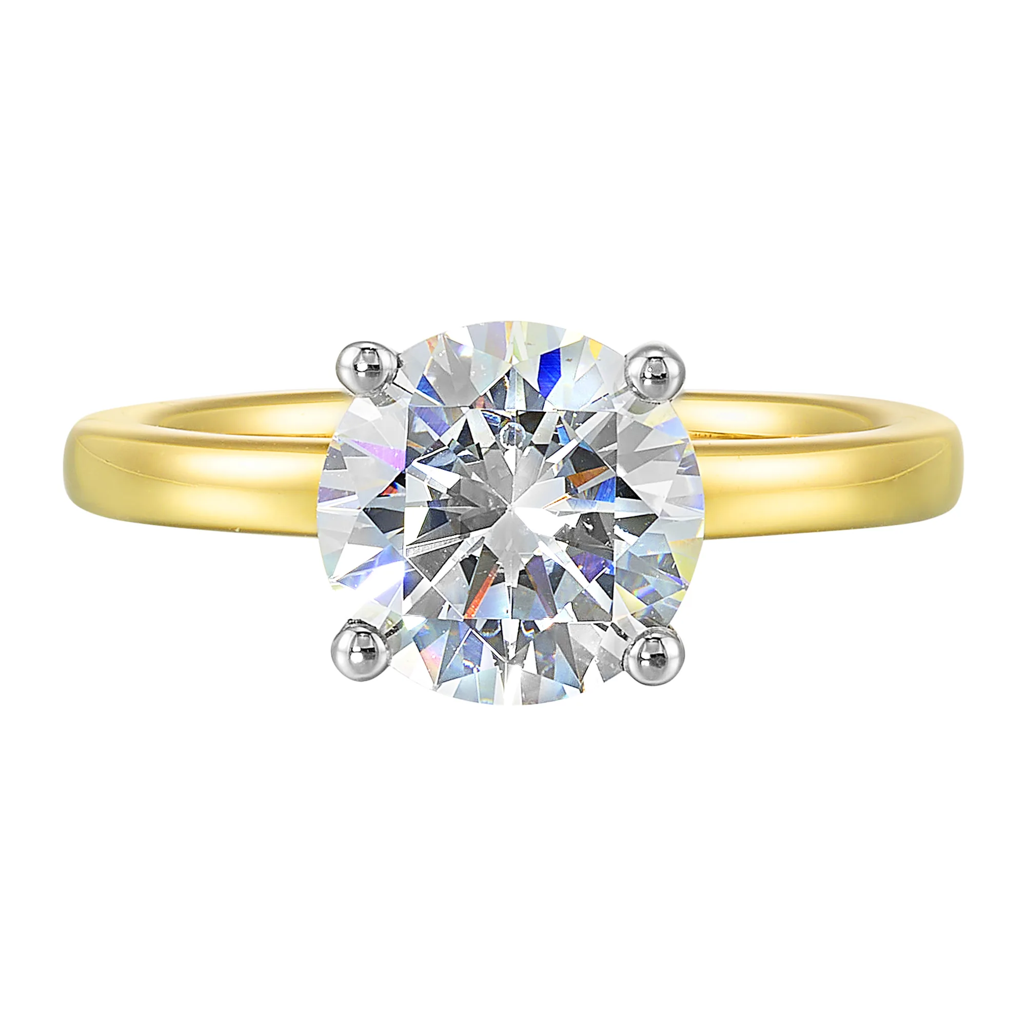 14Kt White Yellow Semi Mount 1/20Ctw For 2Ct Round Center