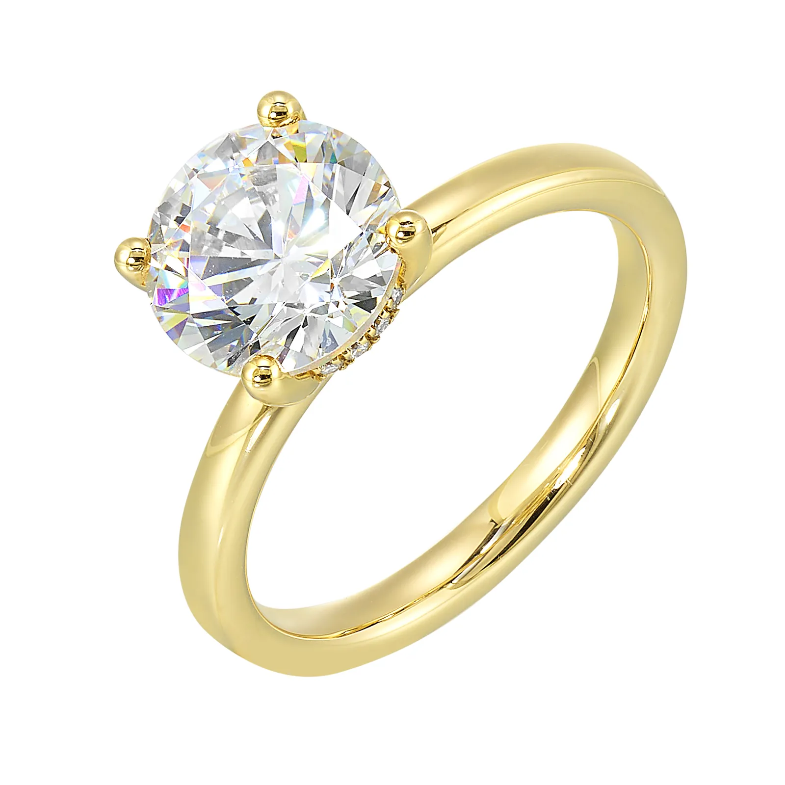 14Kt Yellow Semi Mount 1/15Ctw For 2Ctw Round Center view 2