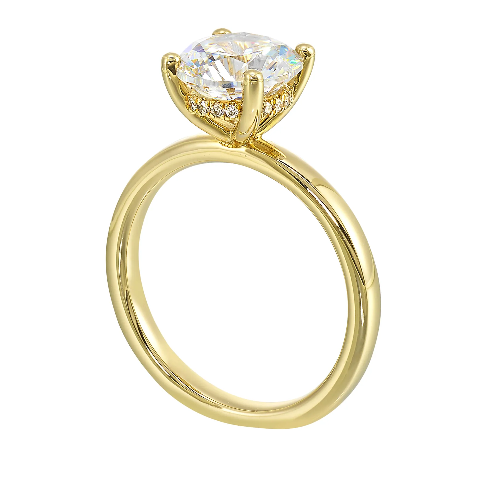 14Kt Yellow Semi Mount 1/15Ctw For 2Ctw Round Center view 3