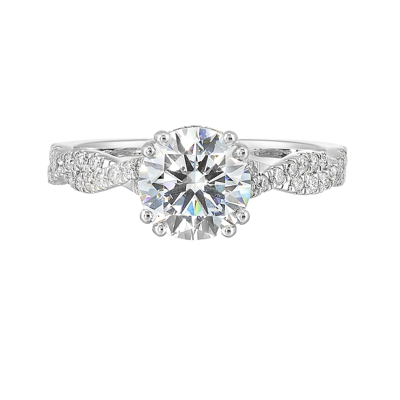 14Kt White Semi Mount 1/3Ctw For 1 1/2Ctw Round Center