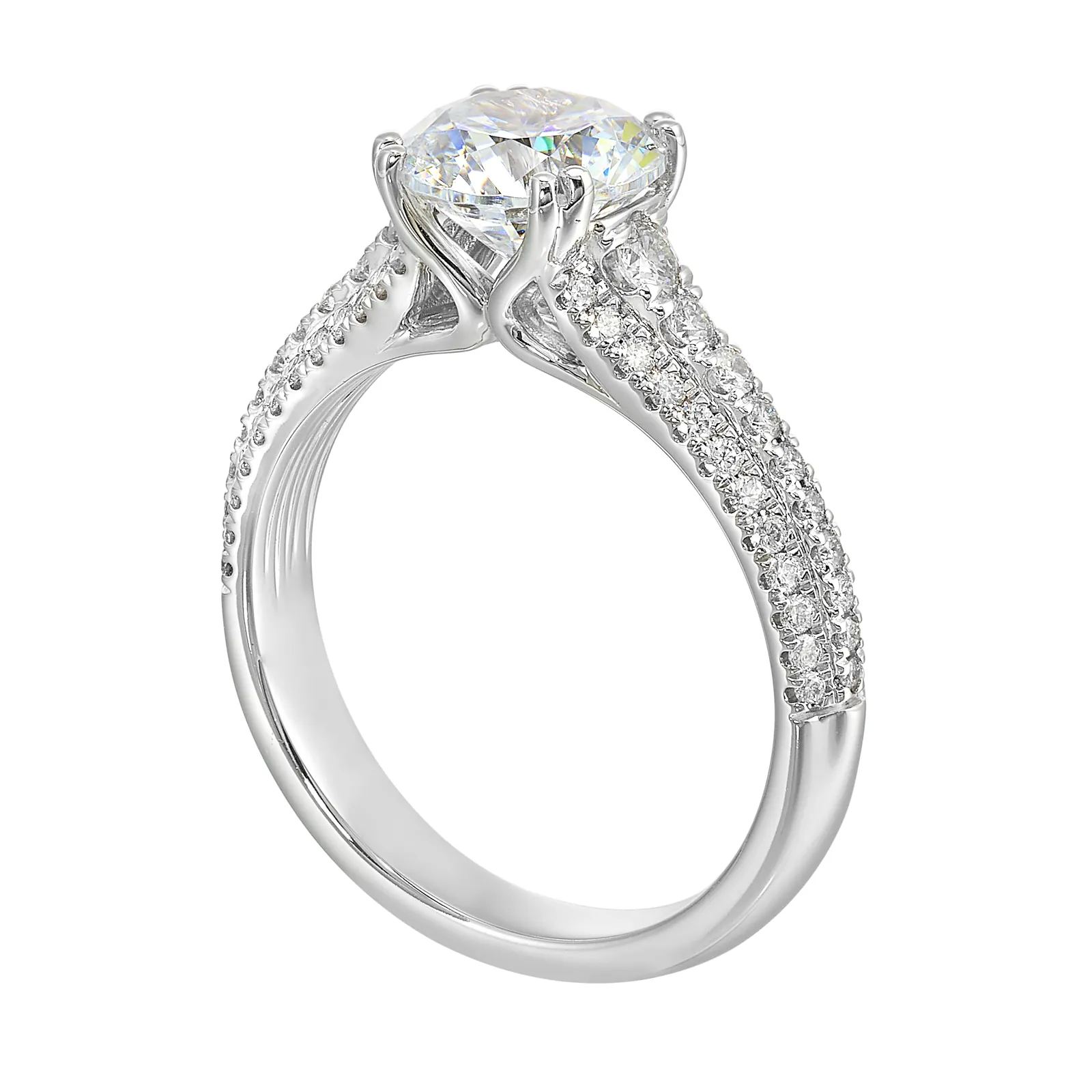 14Kt White Semi Mount 1/2Ctw For 1 1/2Ctw Round Center view 3