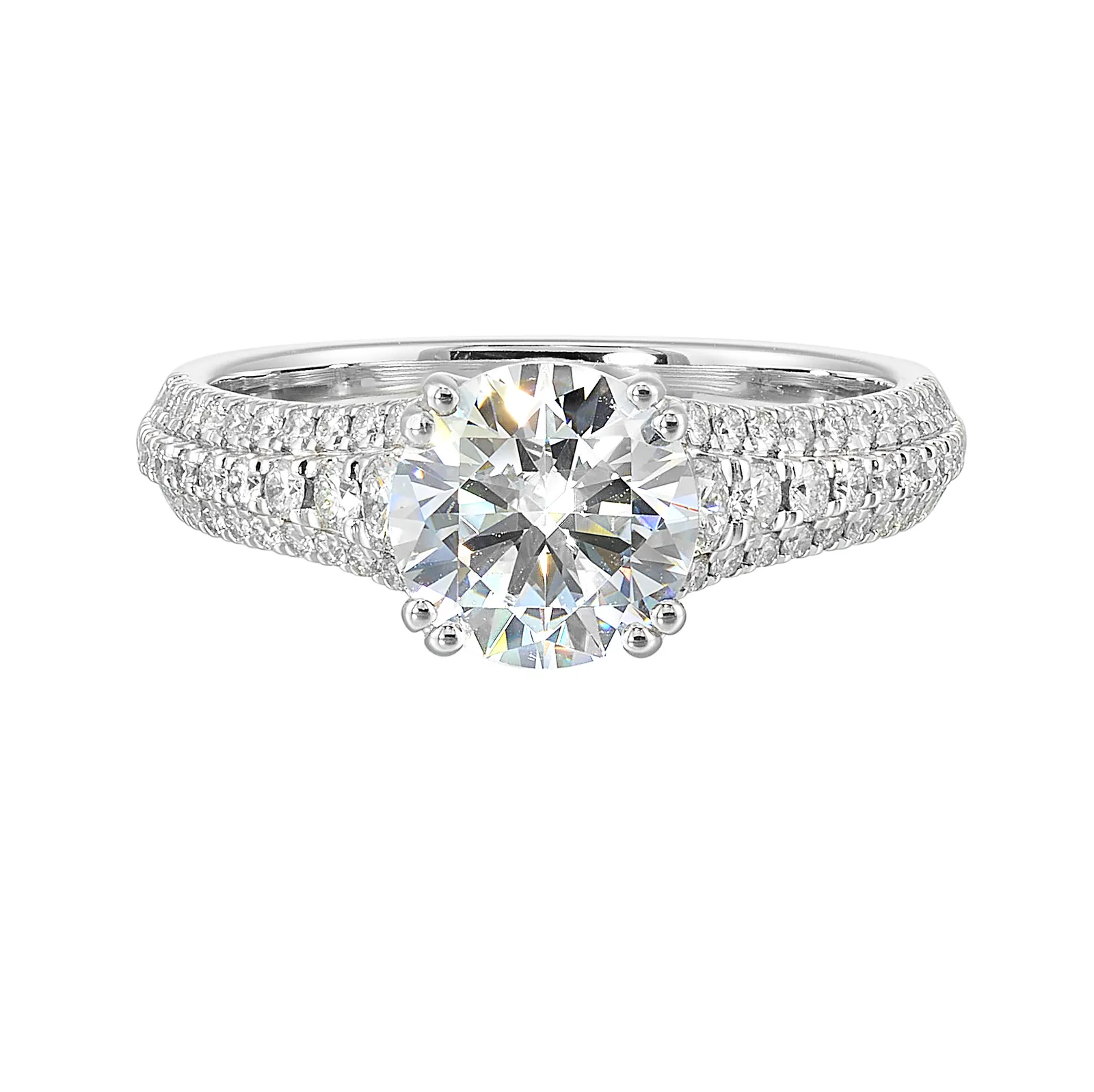 14Kt White Semi Mount 1/2Ctw For 1 1/2Ctw Round Center