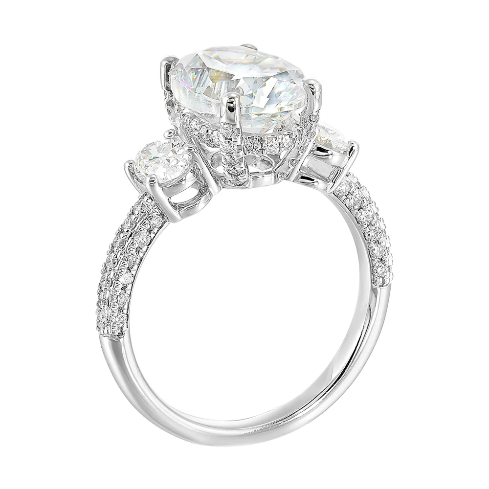 14Kt White Semi Mount 1Ctw For 3Ctw Oval Center view 3