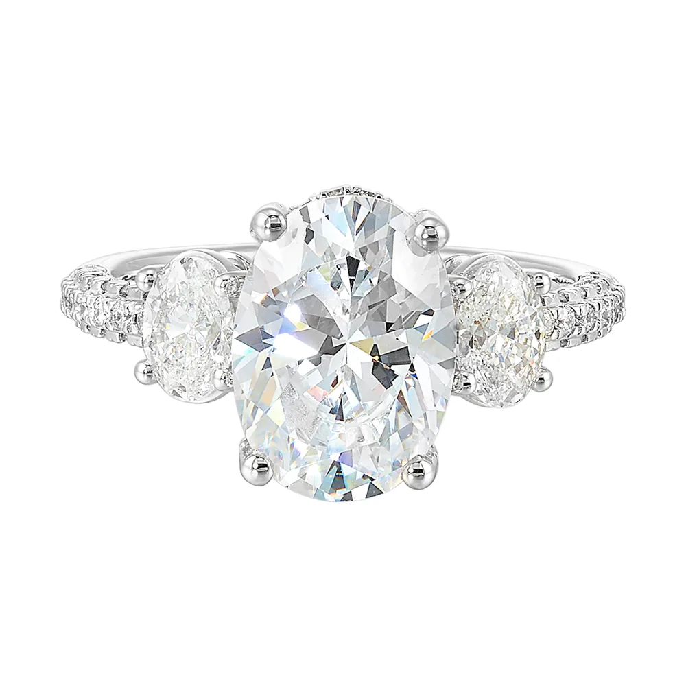 14Kt White Semi Mount 1Ctw For 3Ctw Oval Center