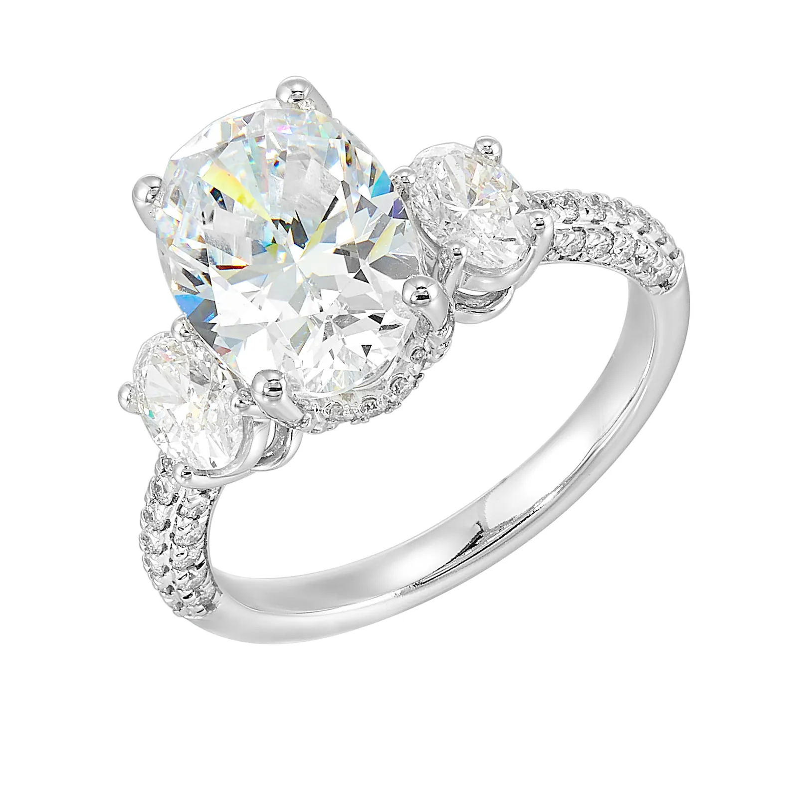 14Kt White Semi Mount 1Ctw For 3Ctw Oval Center view 2