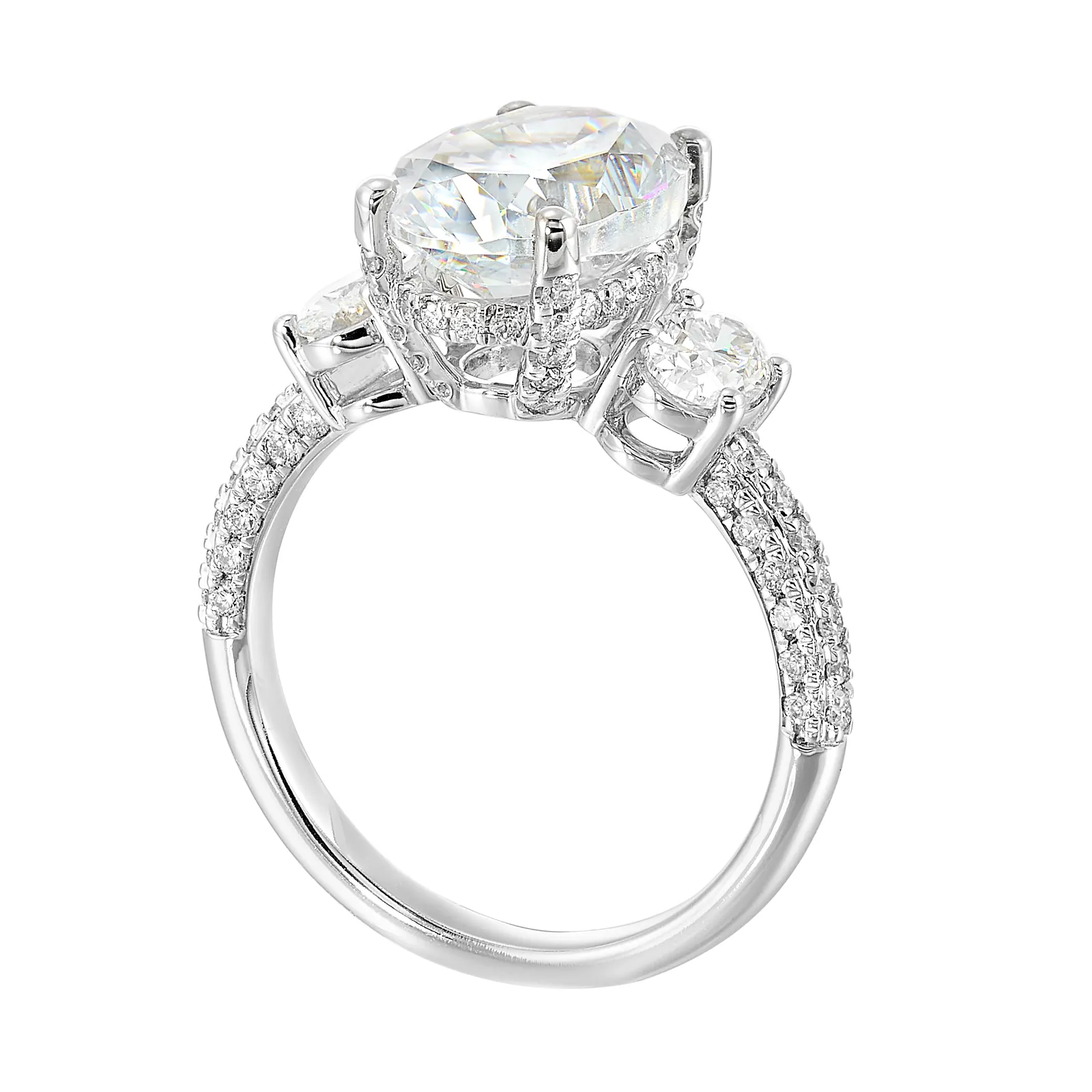 14Kt White Semi Mount 1Ctw For 3Ctw Oval Center view 3