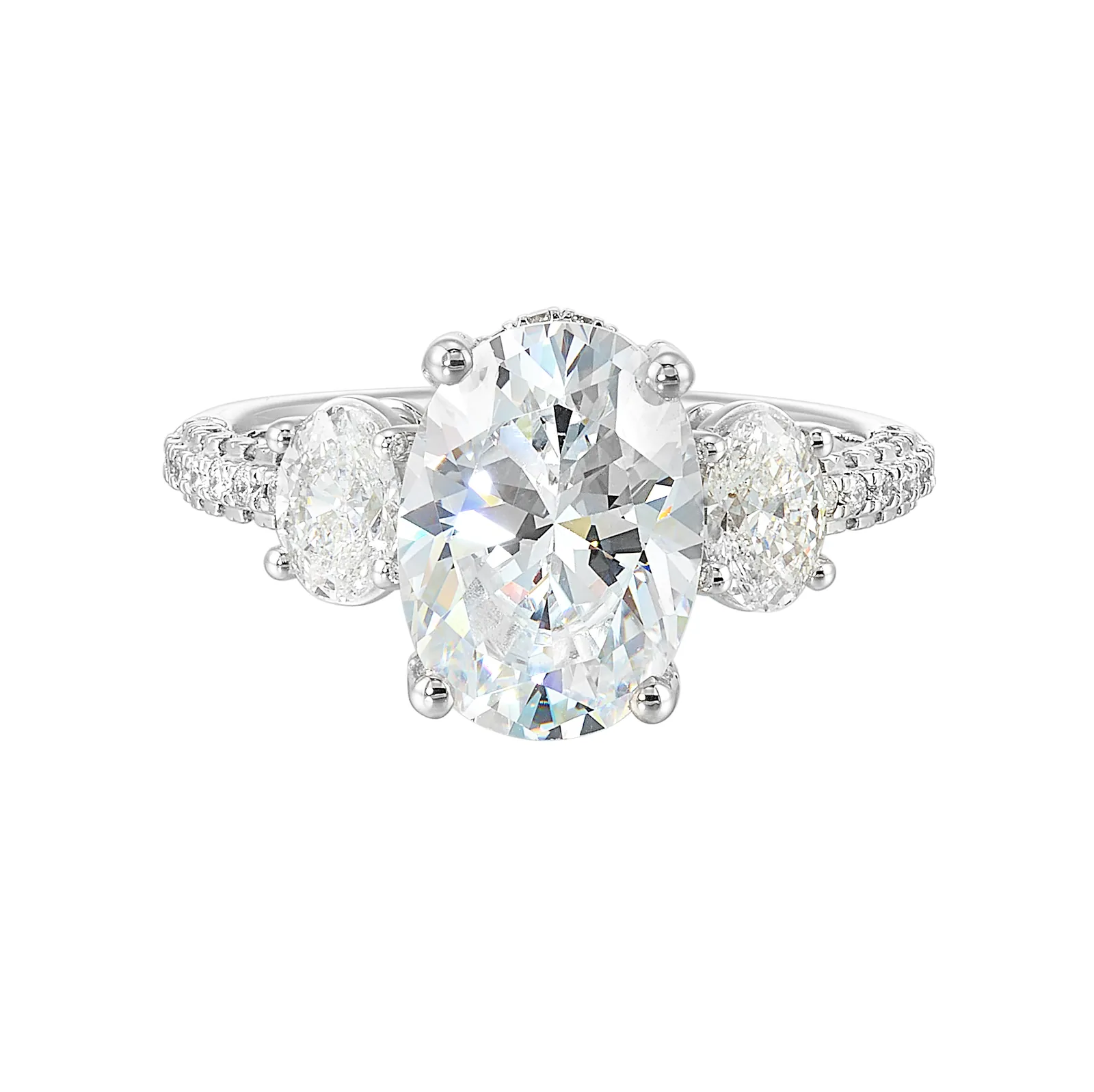 14Kt White Semi Mount 1Ctw For 3Ctw Oval Center