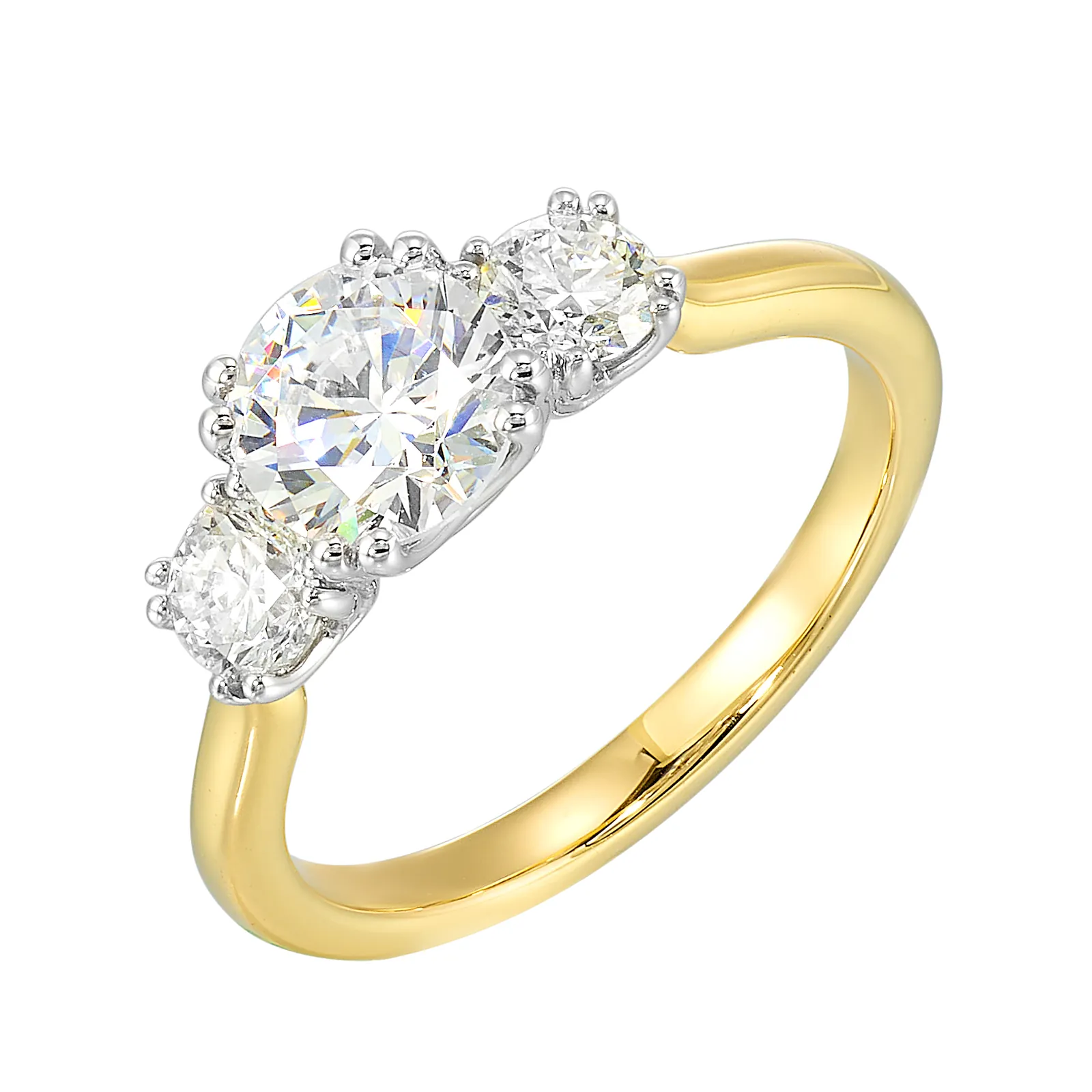 14Kt White Yellow Semi Mount 1/2Ctw For 1Ctw Round Center view 2