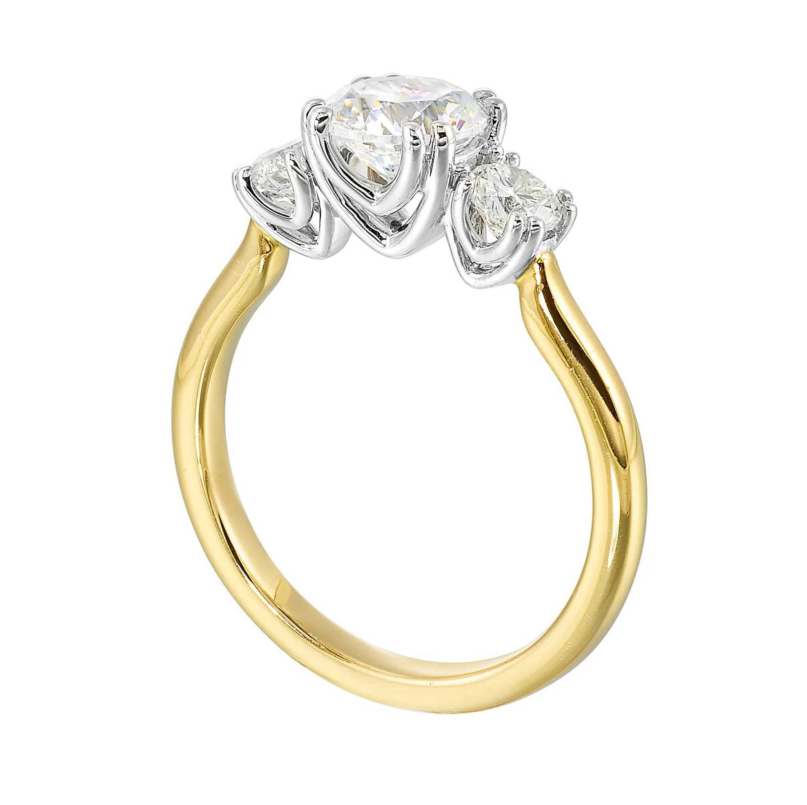 14Kt White Yellow Semi Mount 1/2Ctw For 1Ctw Round Center view 3