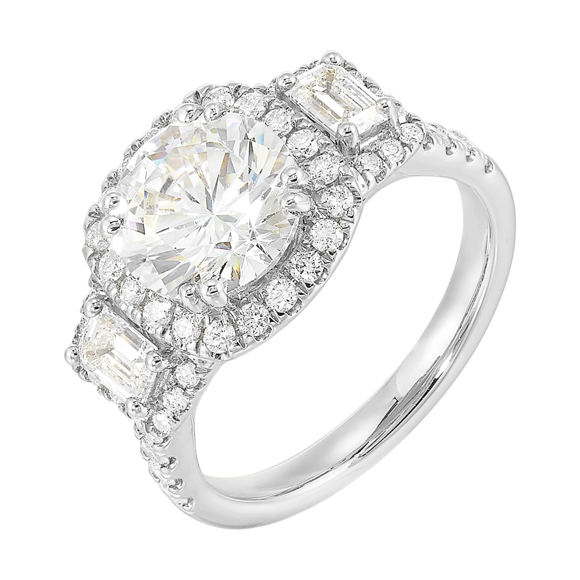 14Kt White Semi Mount 1 1/6Ctw For 2Ctw Round Center view 2