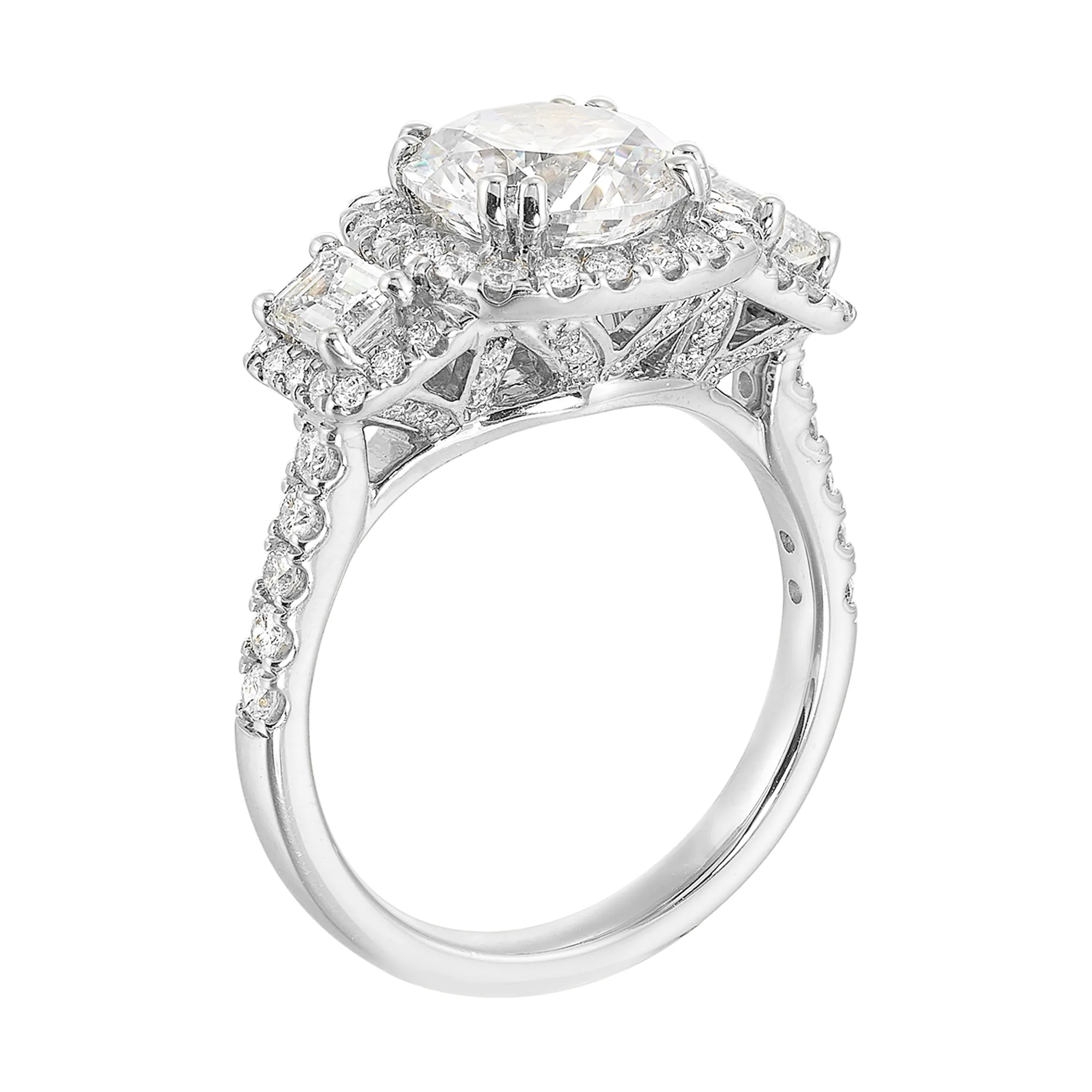 14Kt White Semi Mount 1 1/6Ctw For 2Ctw Round Center view 3