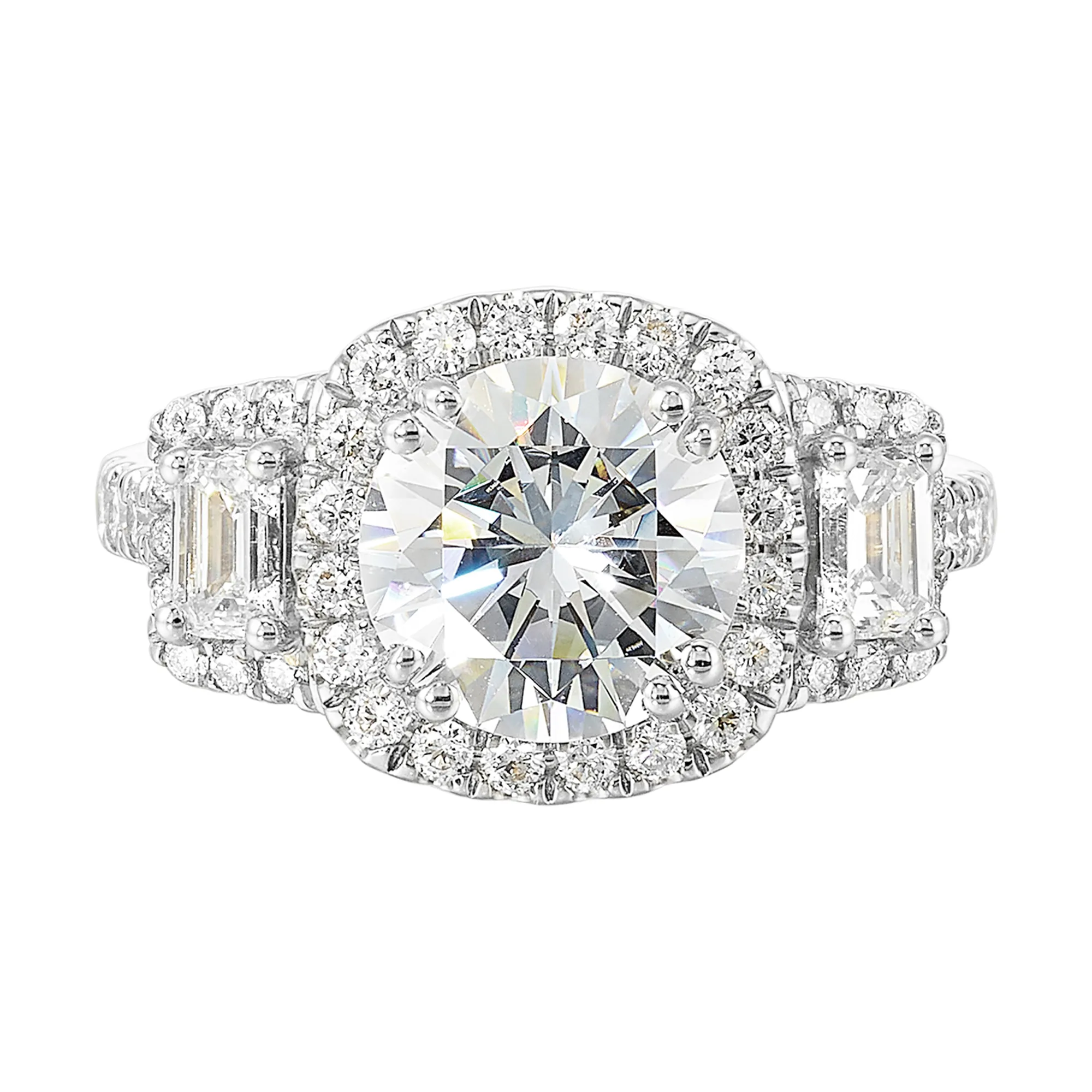14Kt White Semi Mount 1 1/6Ctw For 2Ctw Round Center