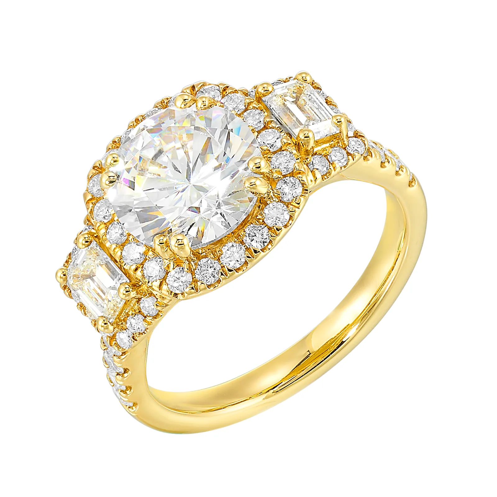 14Kt Yellow Semi Mount 1 1/6Ctw For 2Ctw Round Center view 2