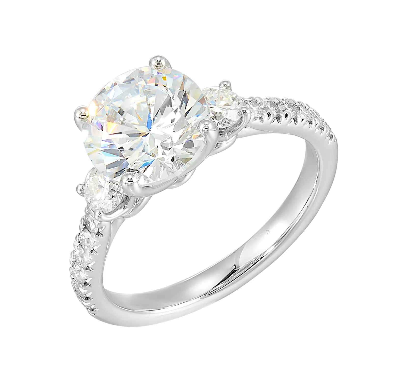 14Kt White Semi Mount 1/2Ctw For 2Ctw Round Center view 2