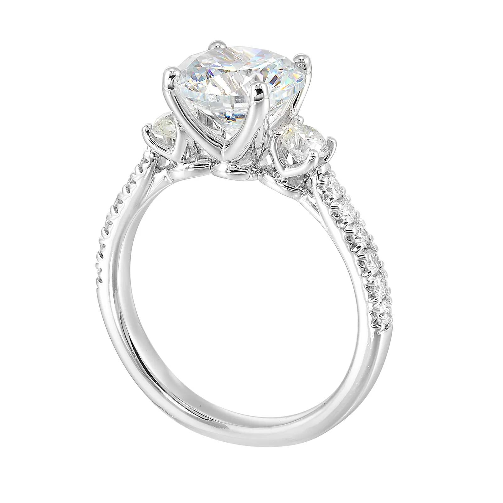 14Kt White Semi Mount 1/2Ctw For 2Ctw Round Center view 3