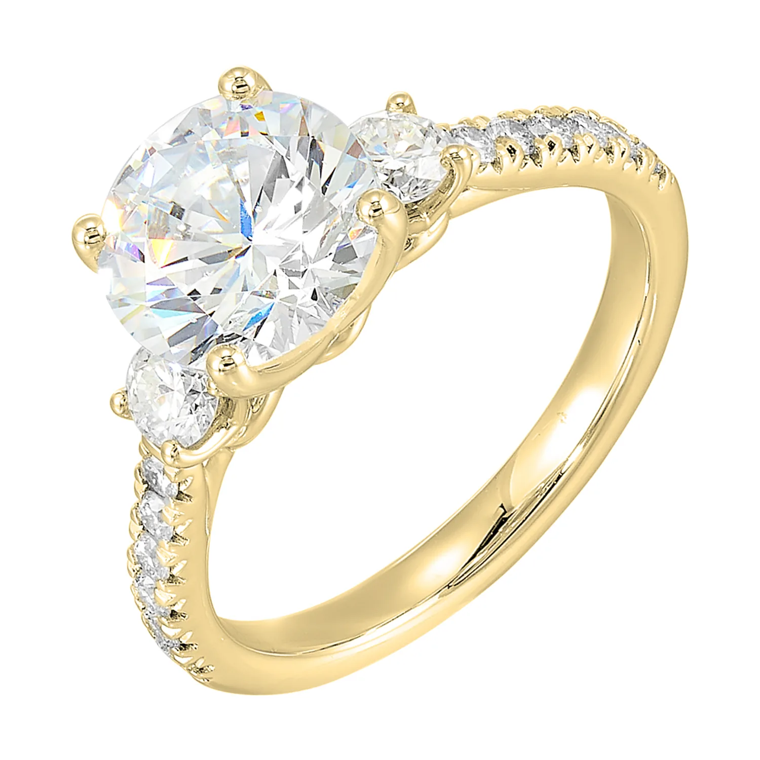 14Kt Yellow Semi Mount 1/2Ctw For 2Ct Round Center view 2