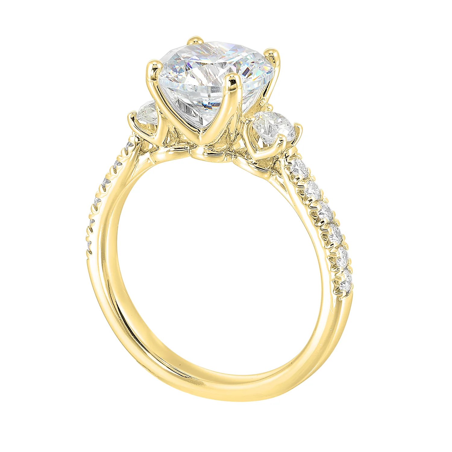 14Kt Yellow Semi Mount 1/2Ctw For 2Ct Round Center view 3