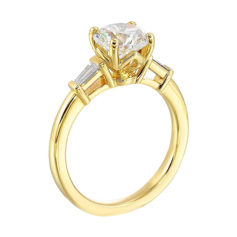 14Kt Yellow Semi Mount 1/8Ctw For 2Ct Round Center view 3