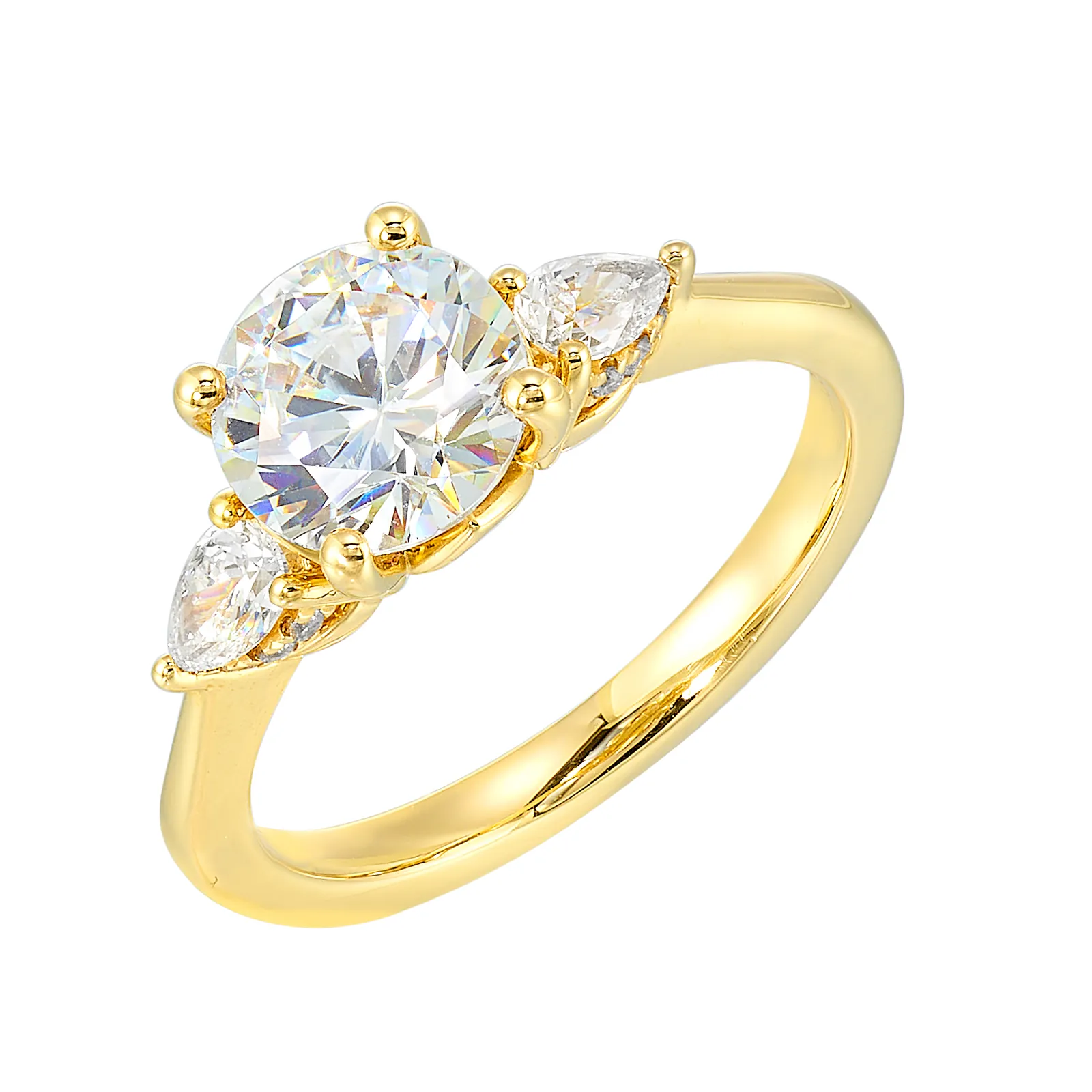 14Kt Yellow Semi Mount 3/8Ctw For 1 1/2Ctw Round Center view 2