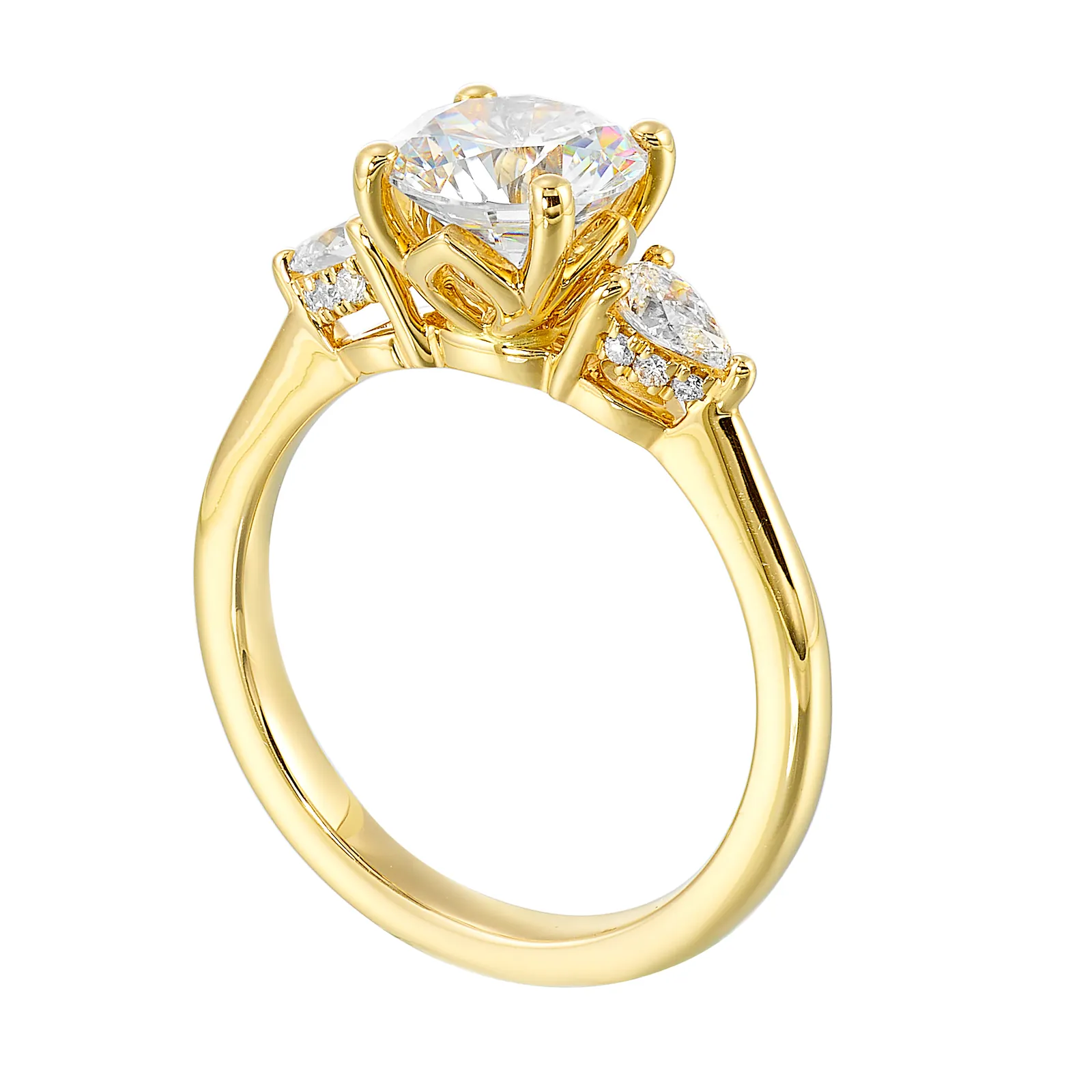 14Kt Yellow Semi Mount 3/8Ctw For 1 1/2Ctw Round Center view 3