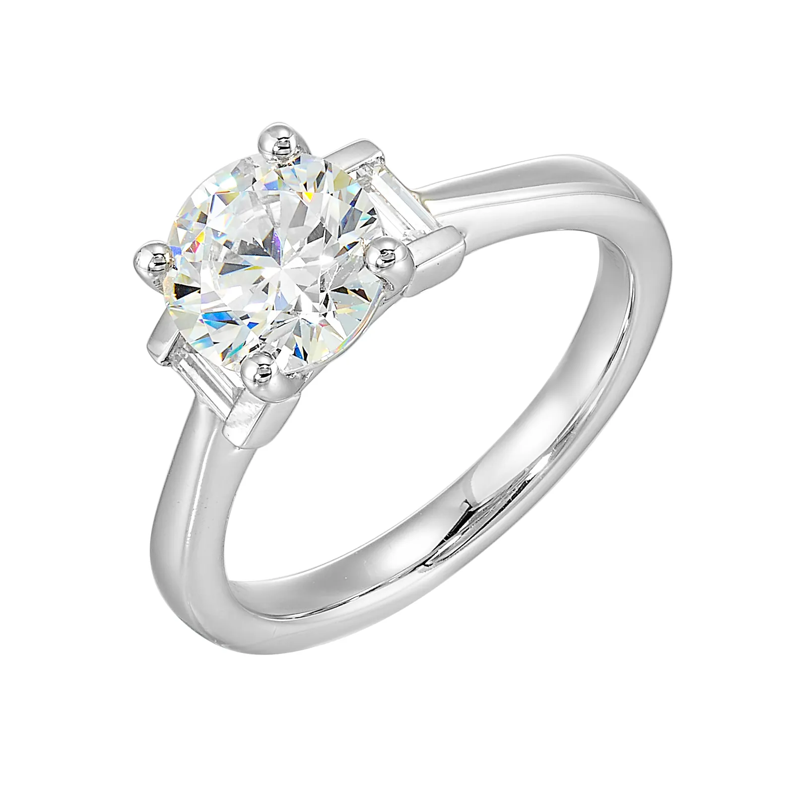 14Kt White Semi Mount 1/3Ctw For 1 1/2Ctw Round Center view 2