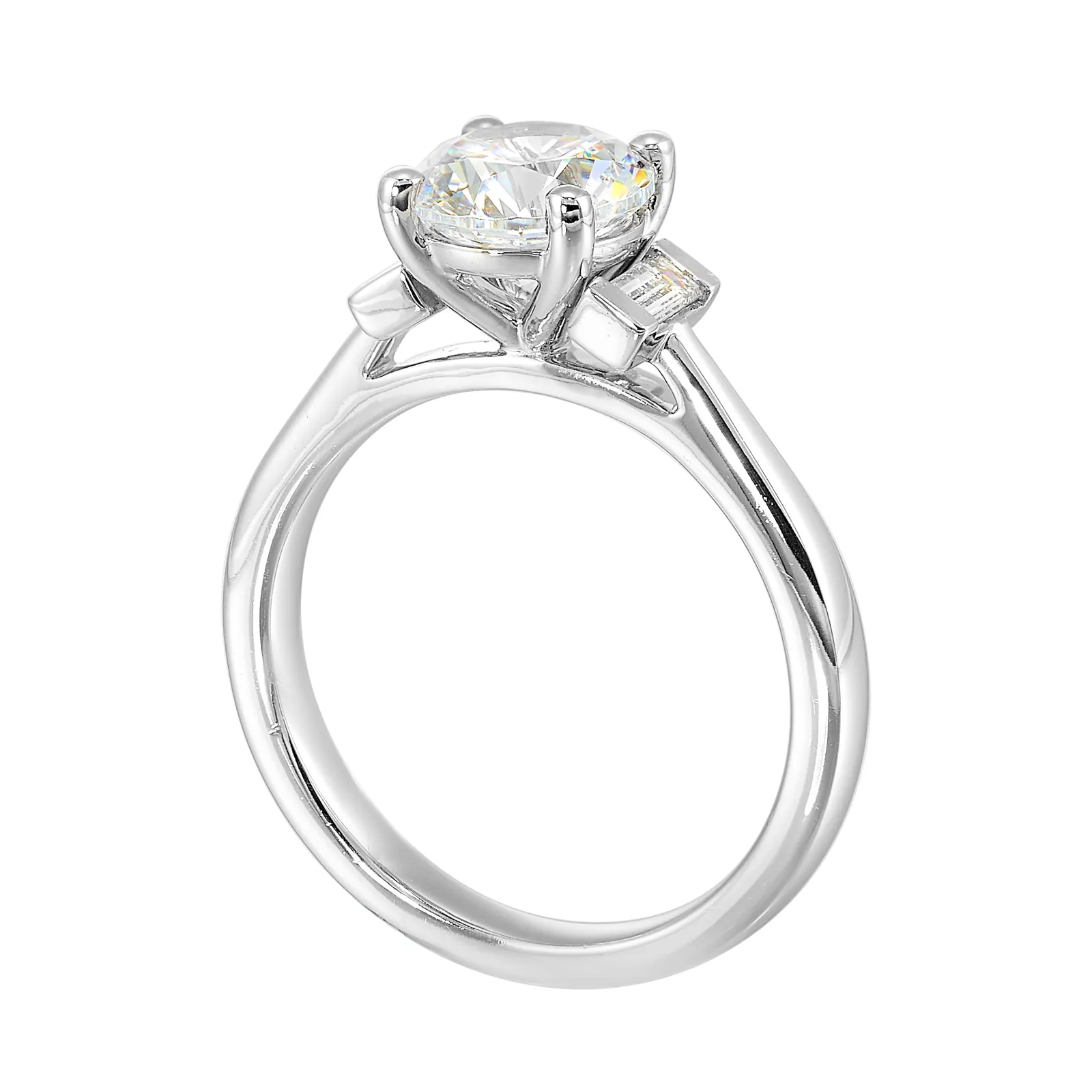14Kt White Semi Mount 1/3Ctw For 1 1/2Ctw Round Center view 3