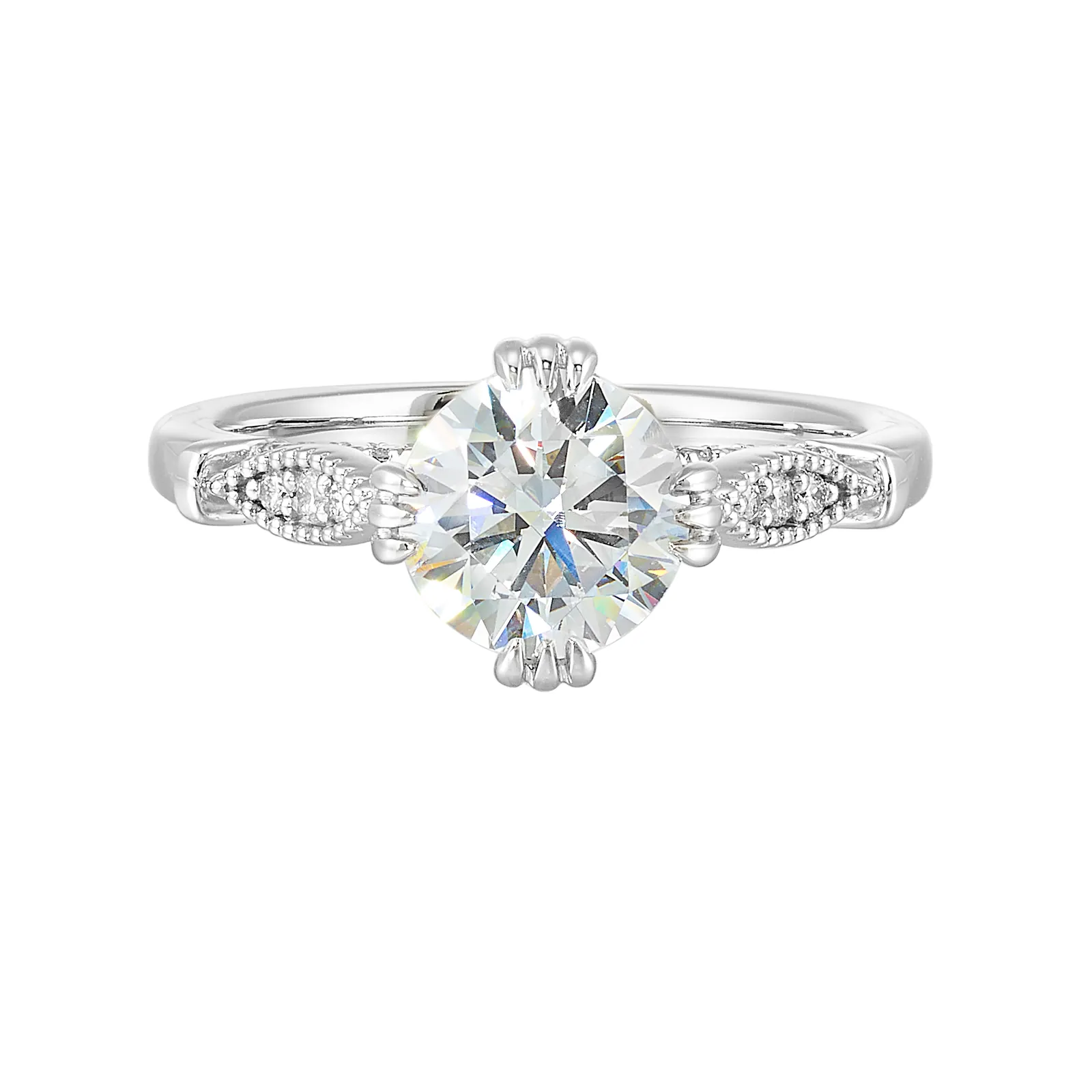 14Kt White Semi Mount 1/4Ctw For 1 1/2Ctw Round Center