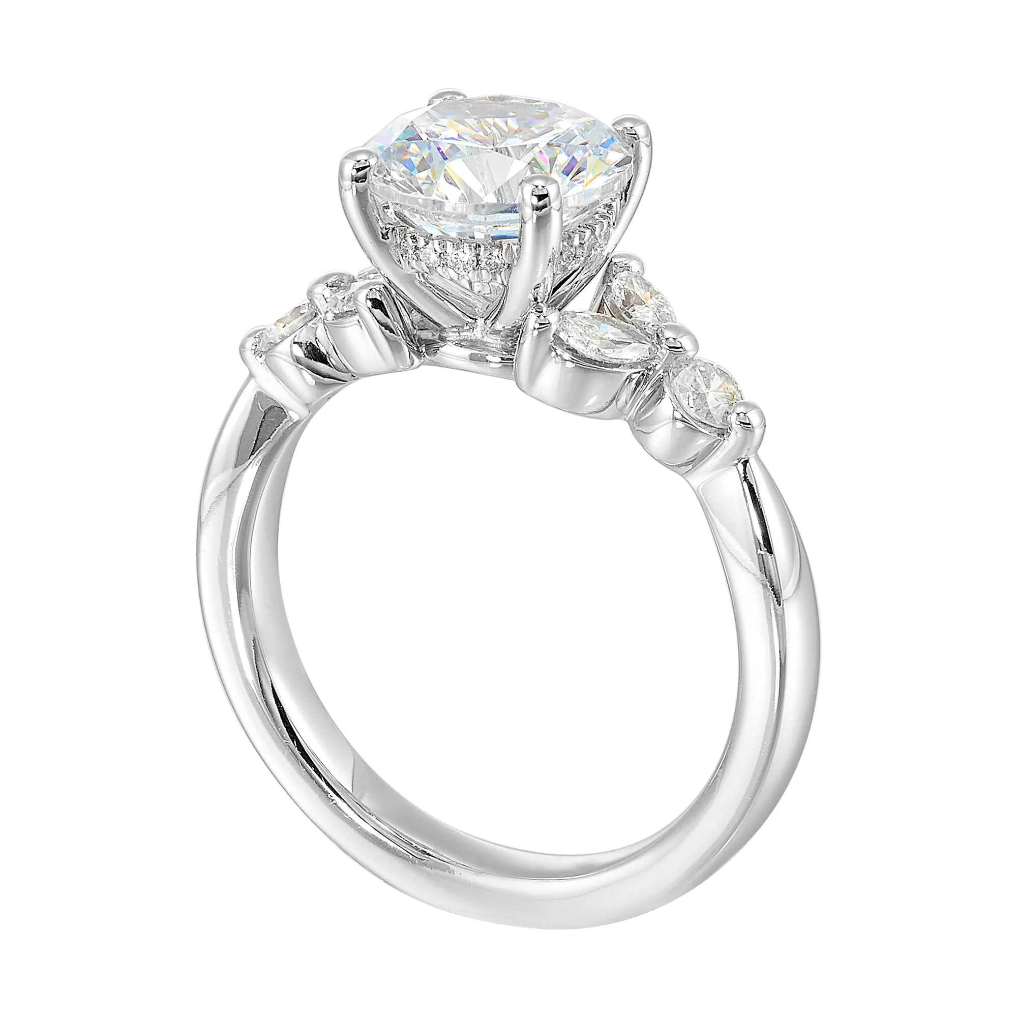 14Kt White Semi Mount 1/2Ctw For 2Ctw Round Center view 3