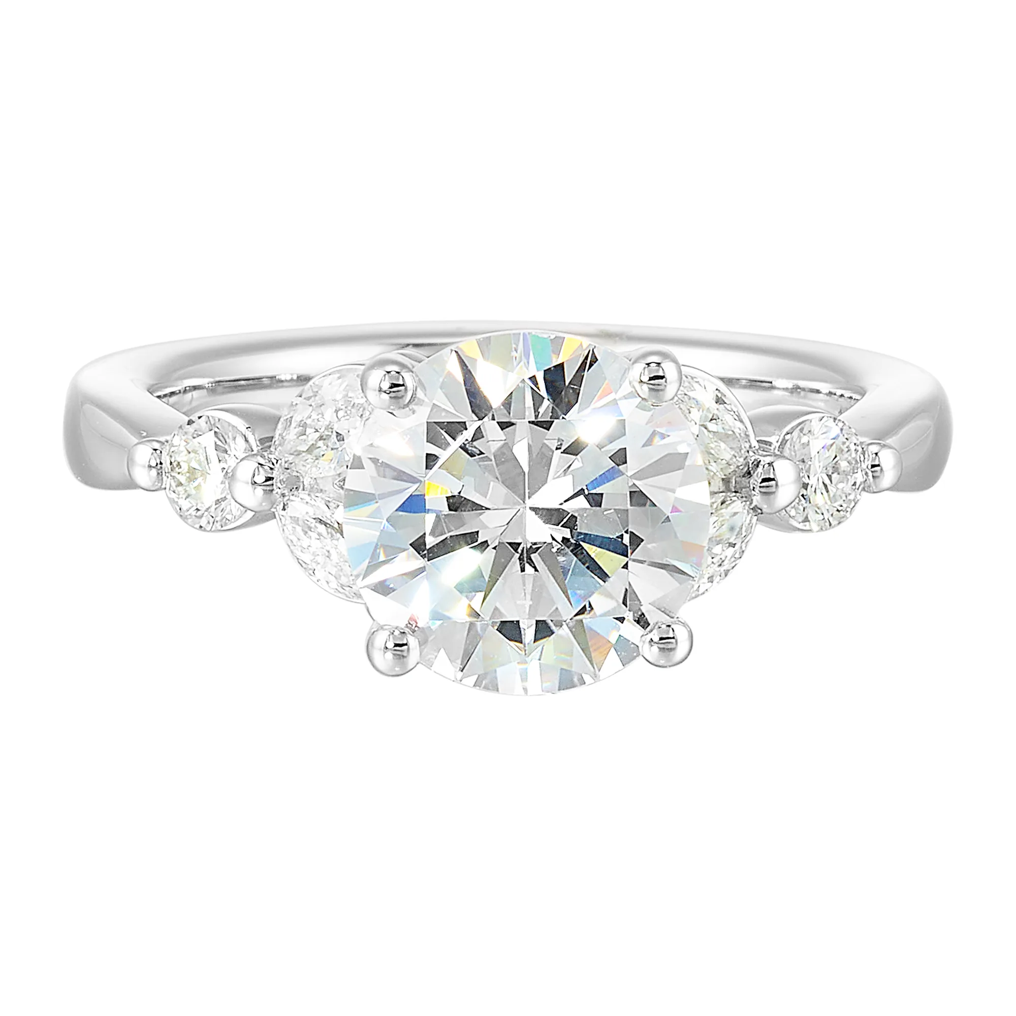 14Kt White Semi Mount 1/2Ctw For 2Ctw Round Center