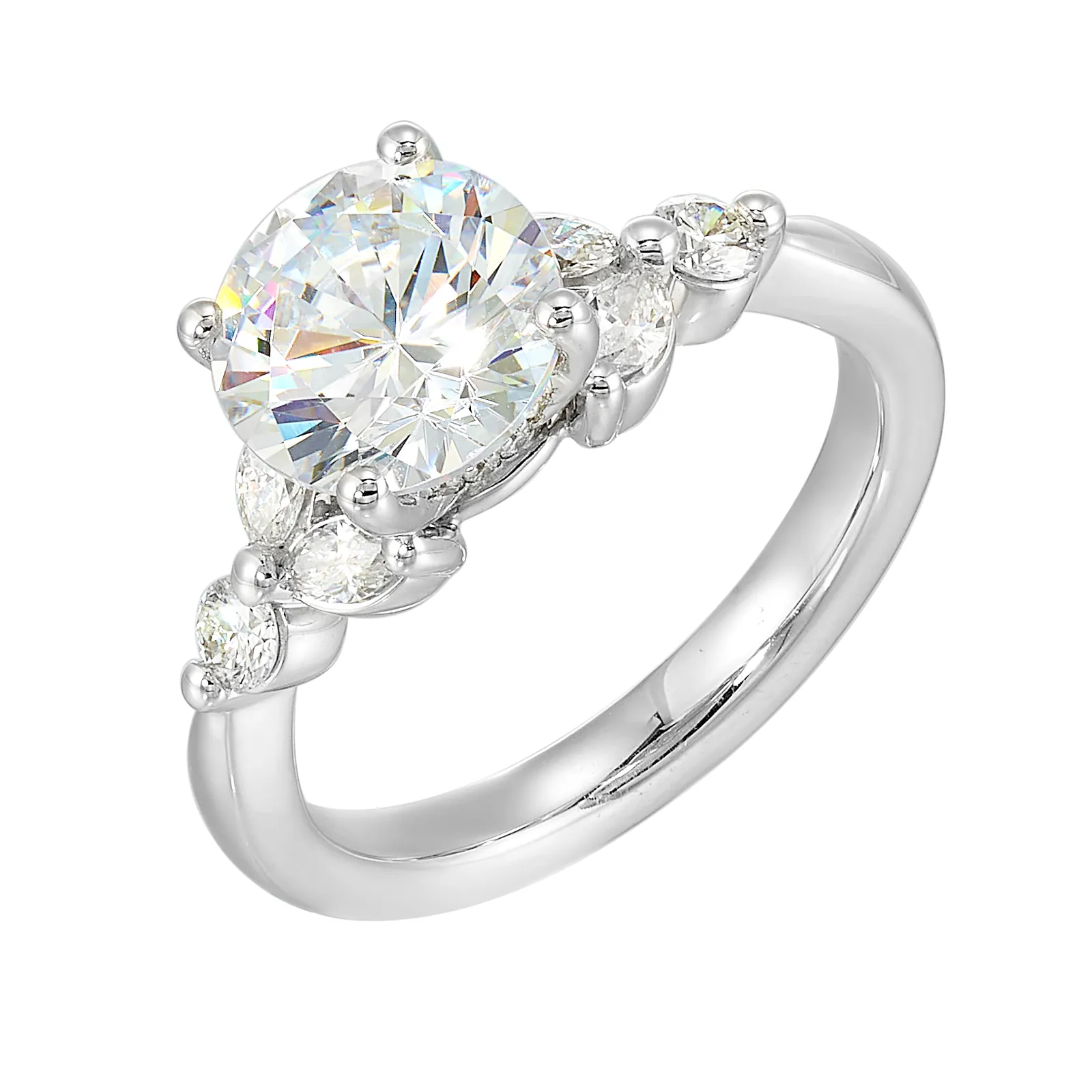 14Kt White Semi Mount 1/2Ctw For 2Ctw Round Center view 2