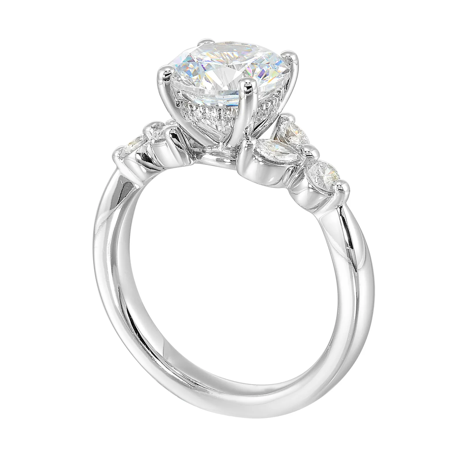 14Kt White Semi Mount 1/2Ctw For 2Ctw Round Center view 3