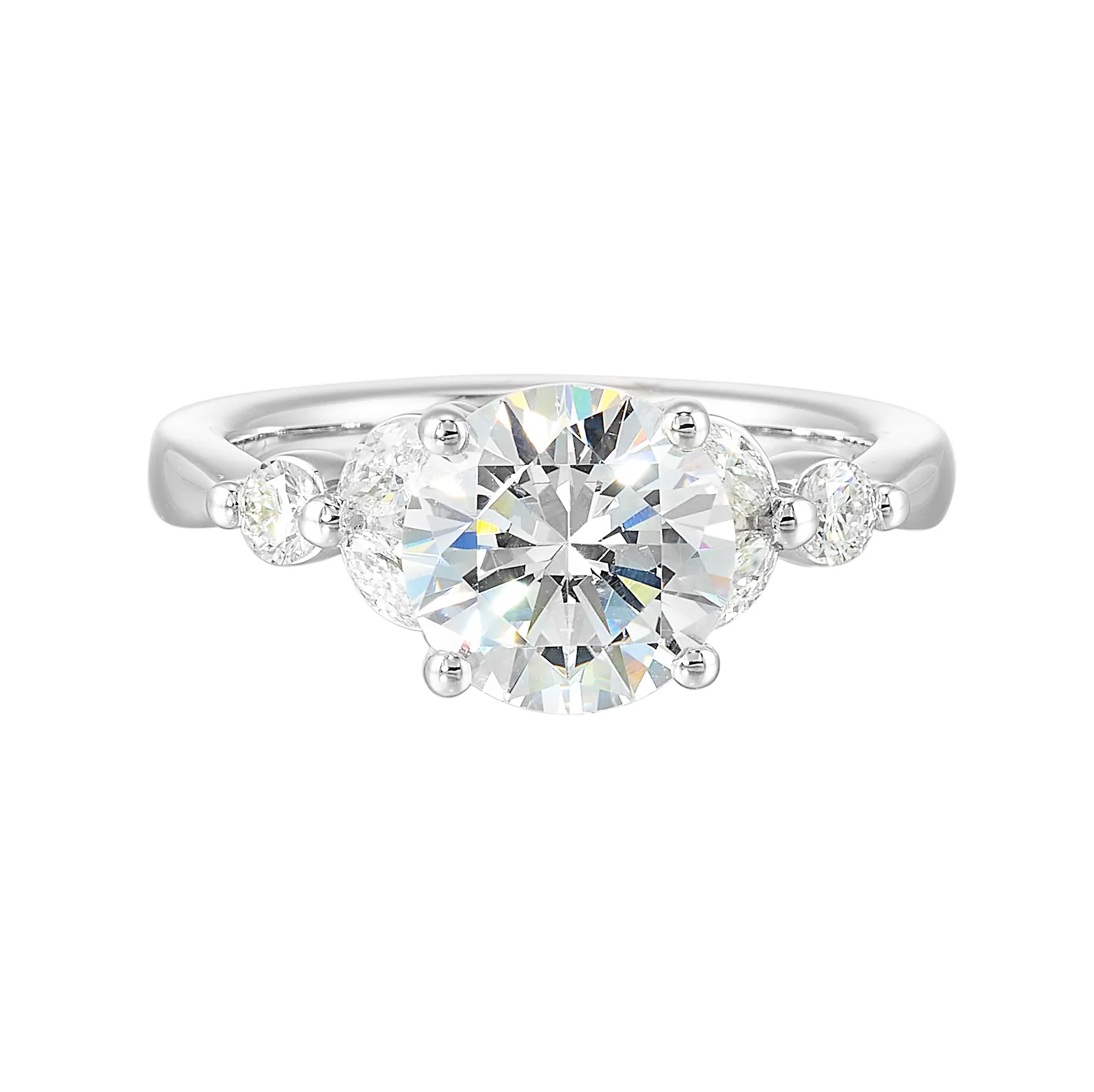 14Kt White Semi Mount 1/2Ctw For 2Ctw Round Center