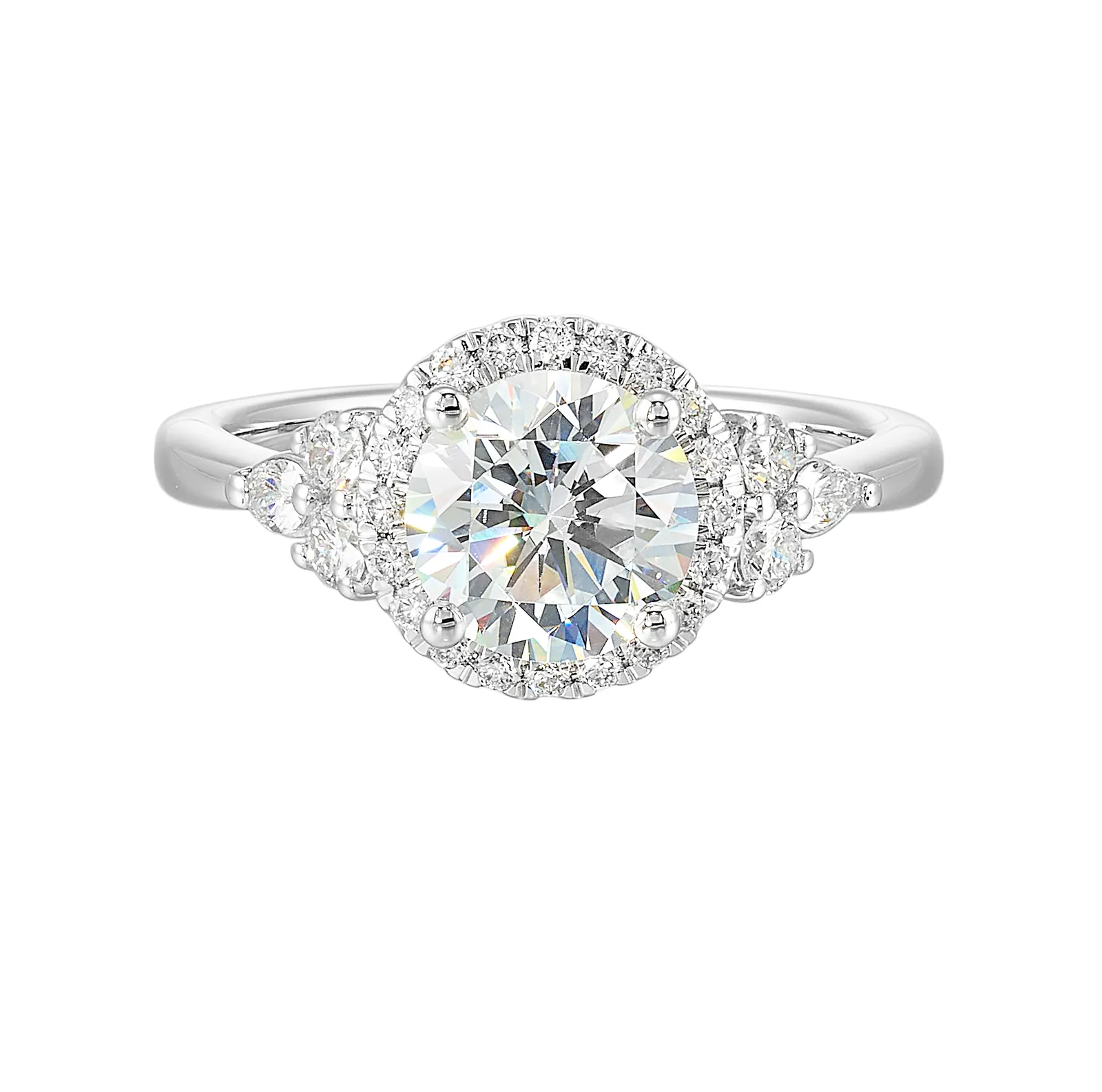 14Kt White Semi Mount 3/8Ctw For 1 1/2Ctw Round Center