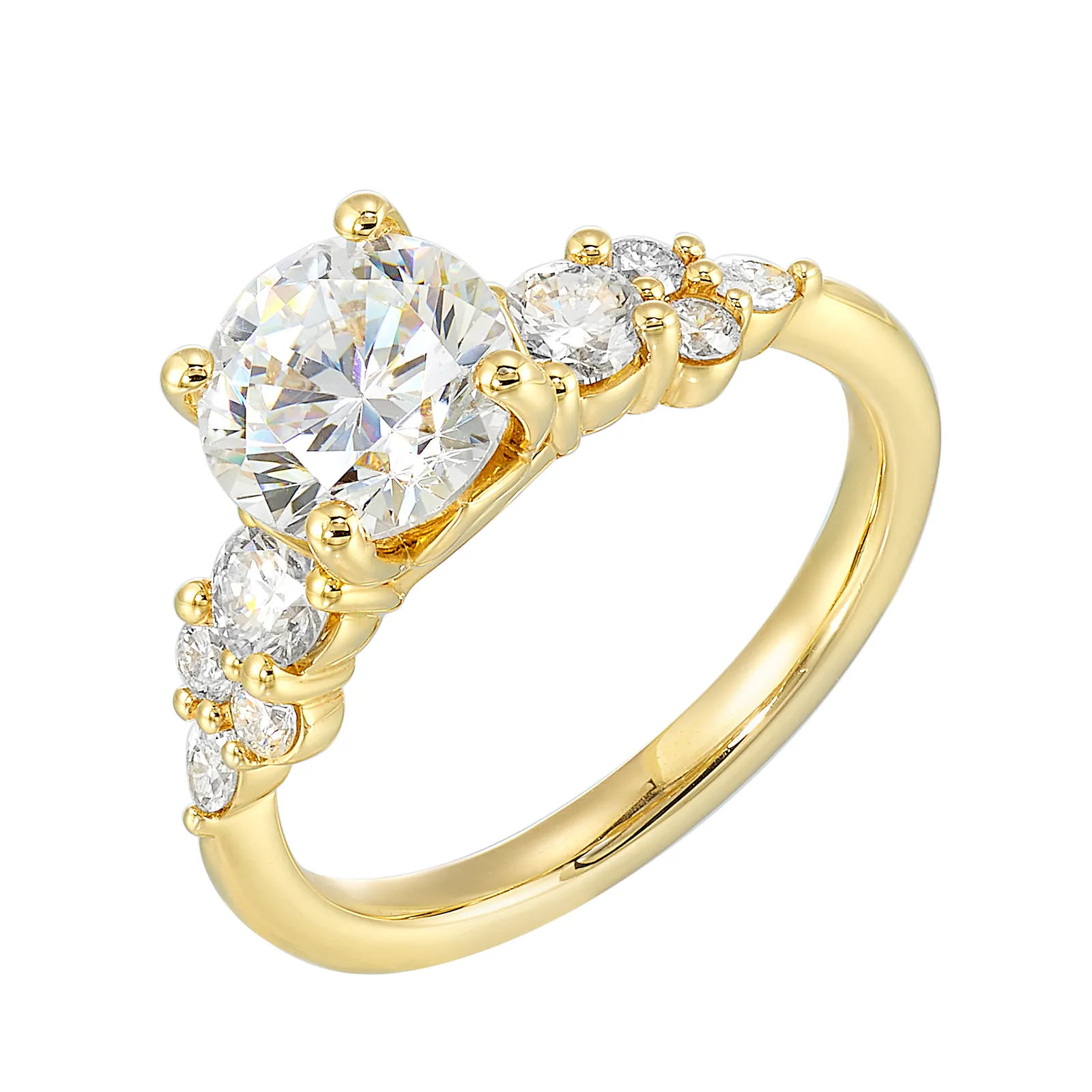 14Kt Yellow Semi Mount 1/2Ctw For 1 1/2Ctw Round Center view 2