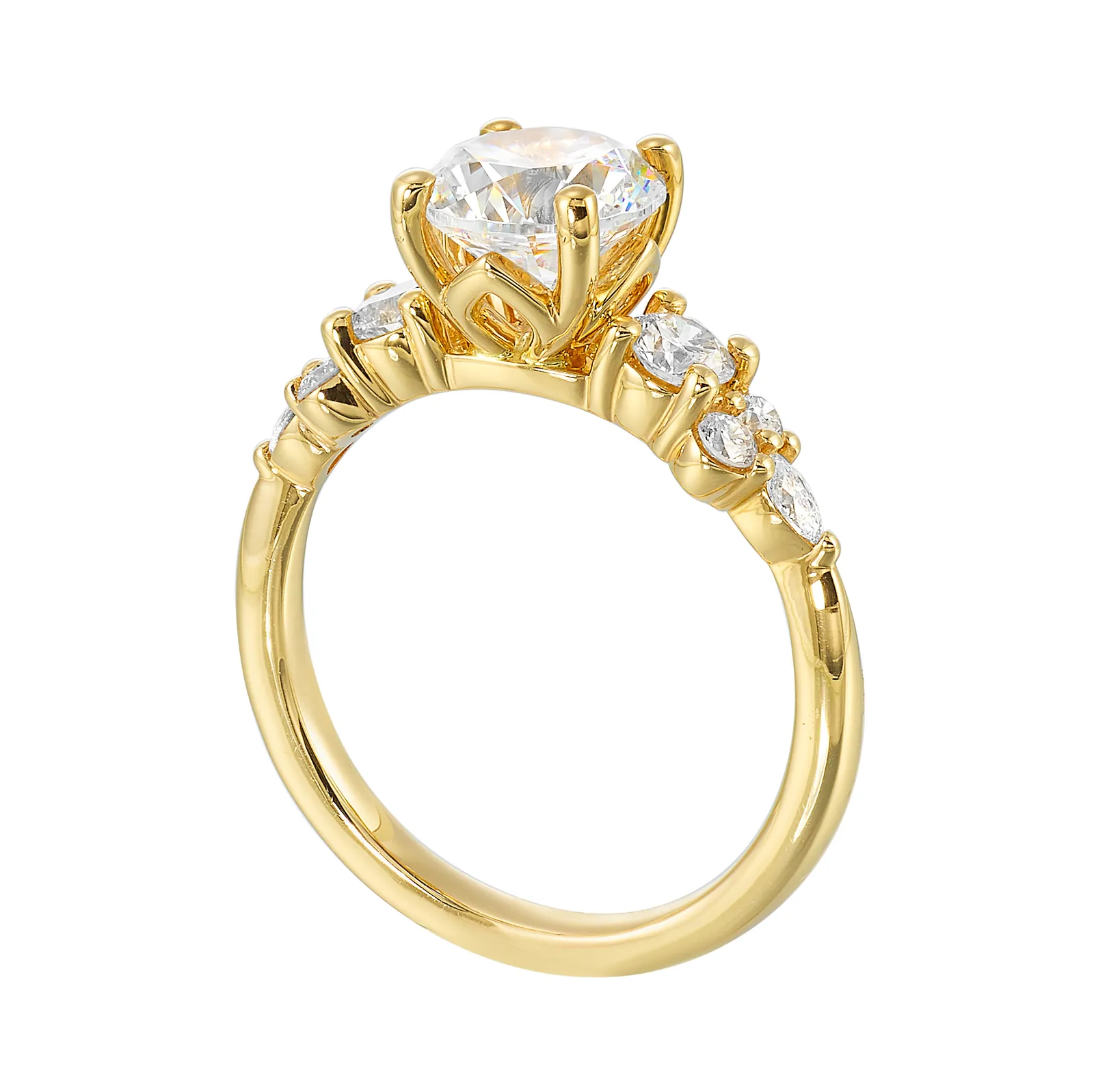 14Kt Yellow Semi Mount 1/2Ctw For 1 1/2Ctw Round Center view 3