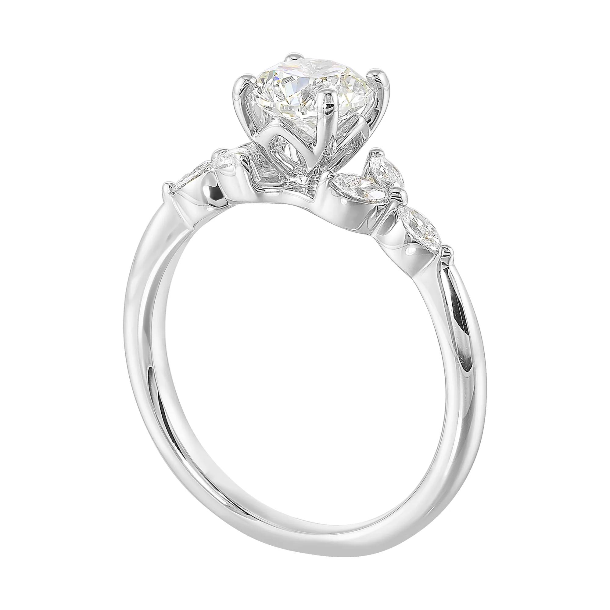 14Kt White Semi Mount 1/5Ctw For 1Ctw Round Center view 3