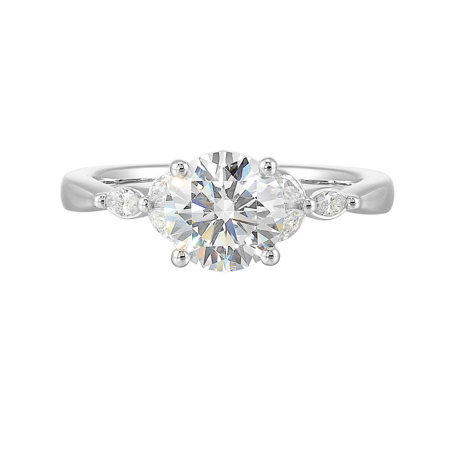 14Kt White Semi Mount 1/5Ctw For 1 1/2Ctw Round Center