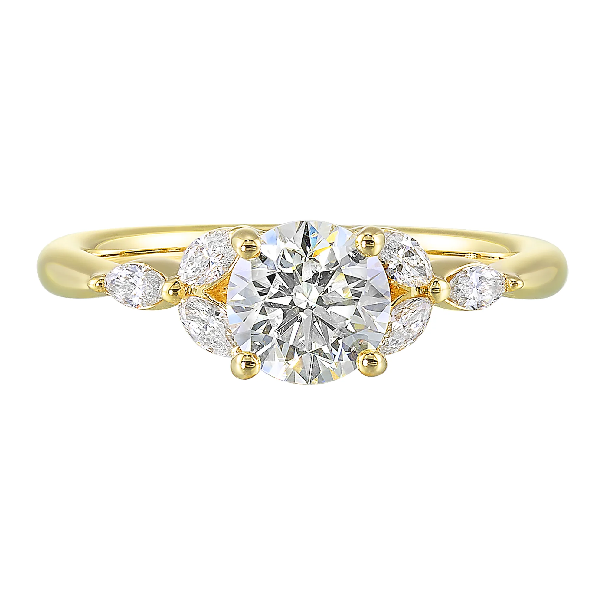 14Kt Yellow Semi Mount 1/5Ctw For 1 1/2Ct Round Center