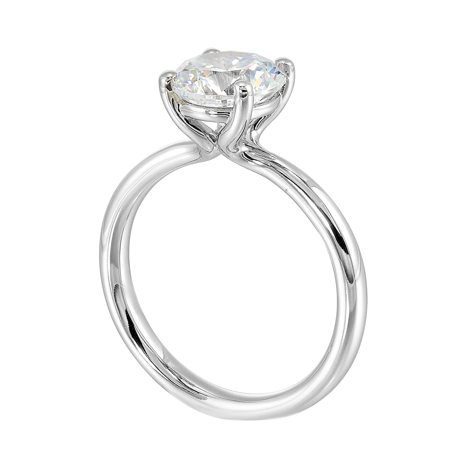 14Kt White Semi Mount For 2Ctw Round Center view 3