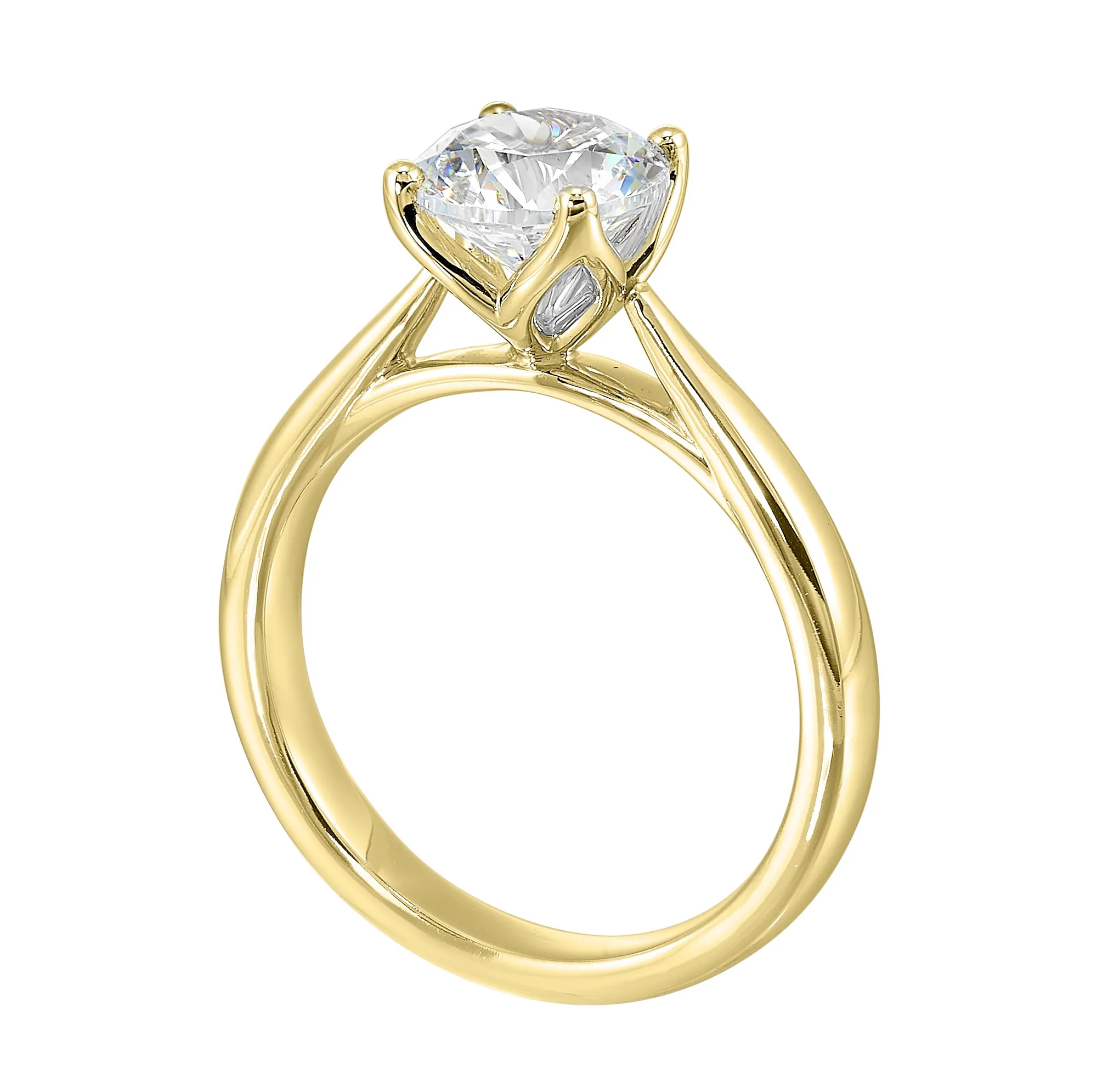 14Kt Yellow Semi Mount For 1 1/2Ctw Round Center view 3
