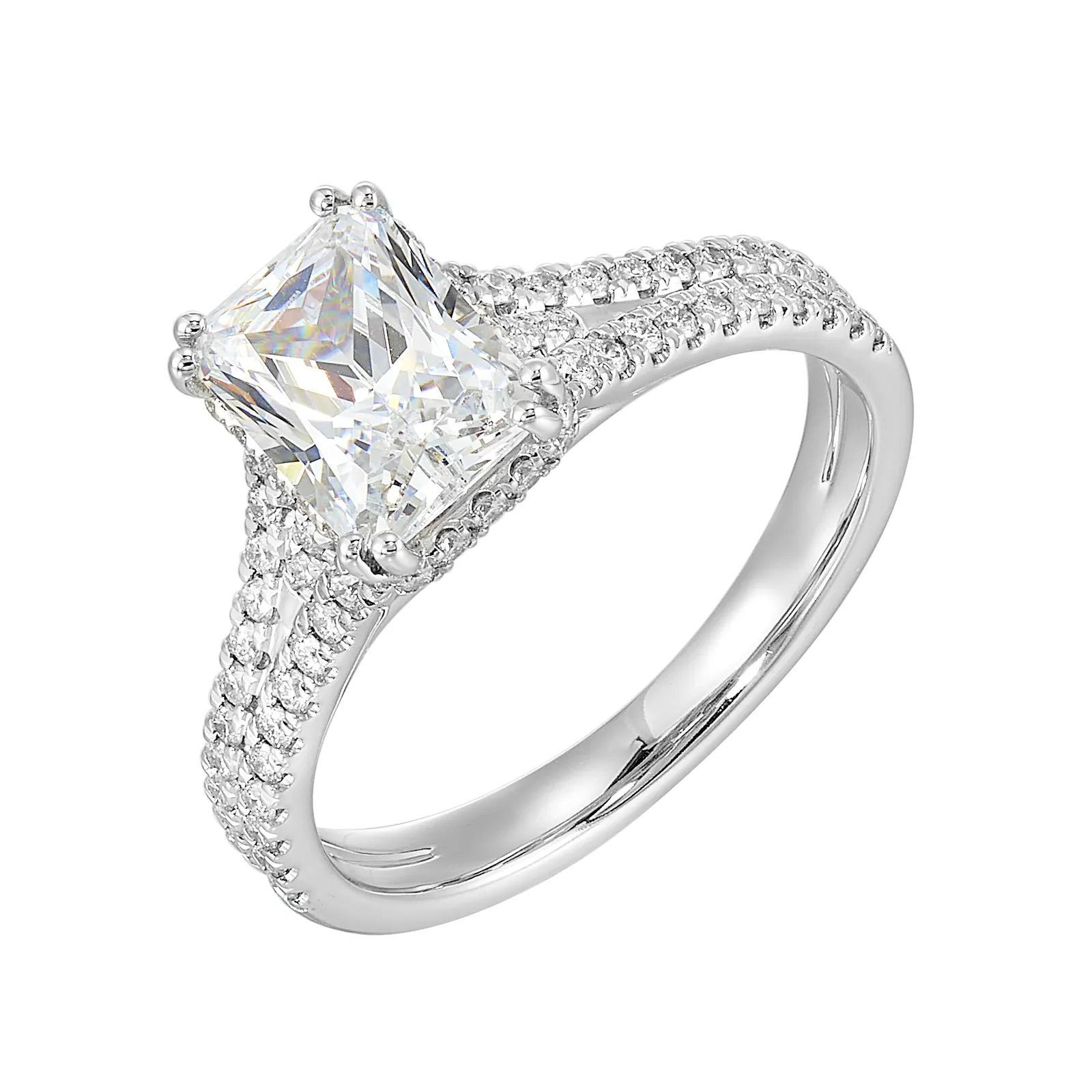 14Kt White Semi Mount 3/8Ctw For 2Ctw Radiant Center view 2