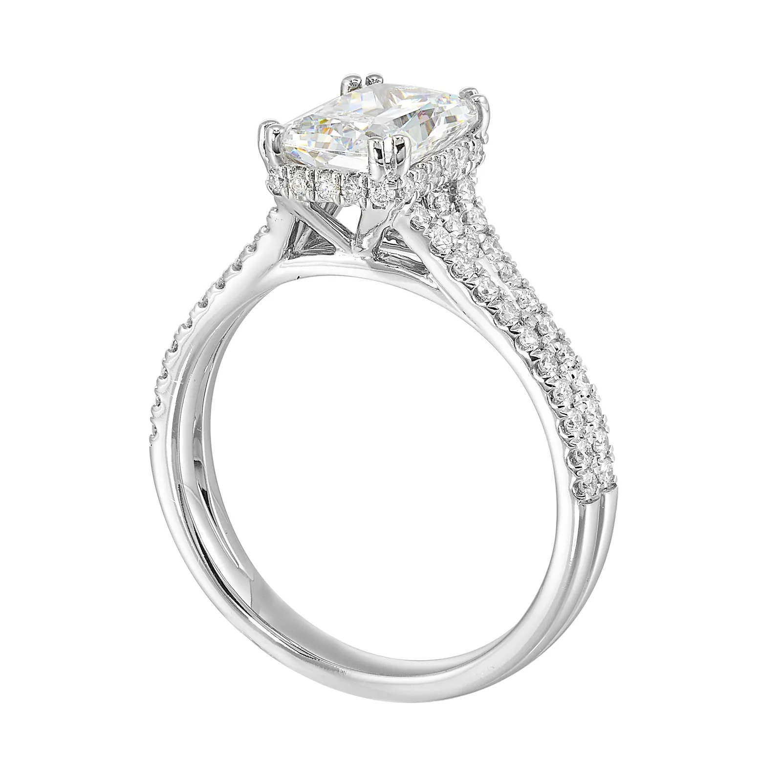 14Kt White Semi Mount 3/8Ctw For 2Ctw Radiant Center view 3