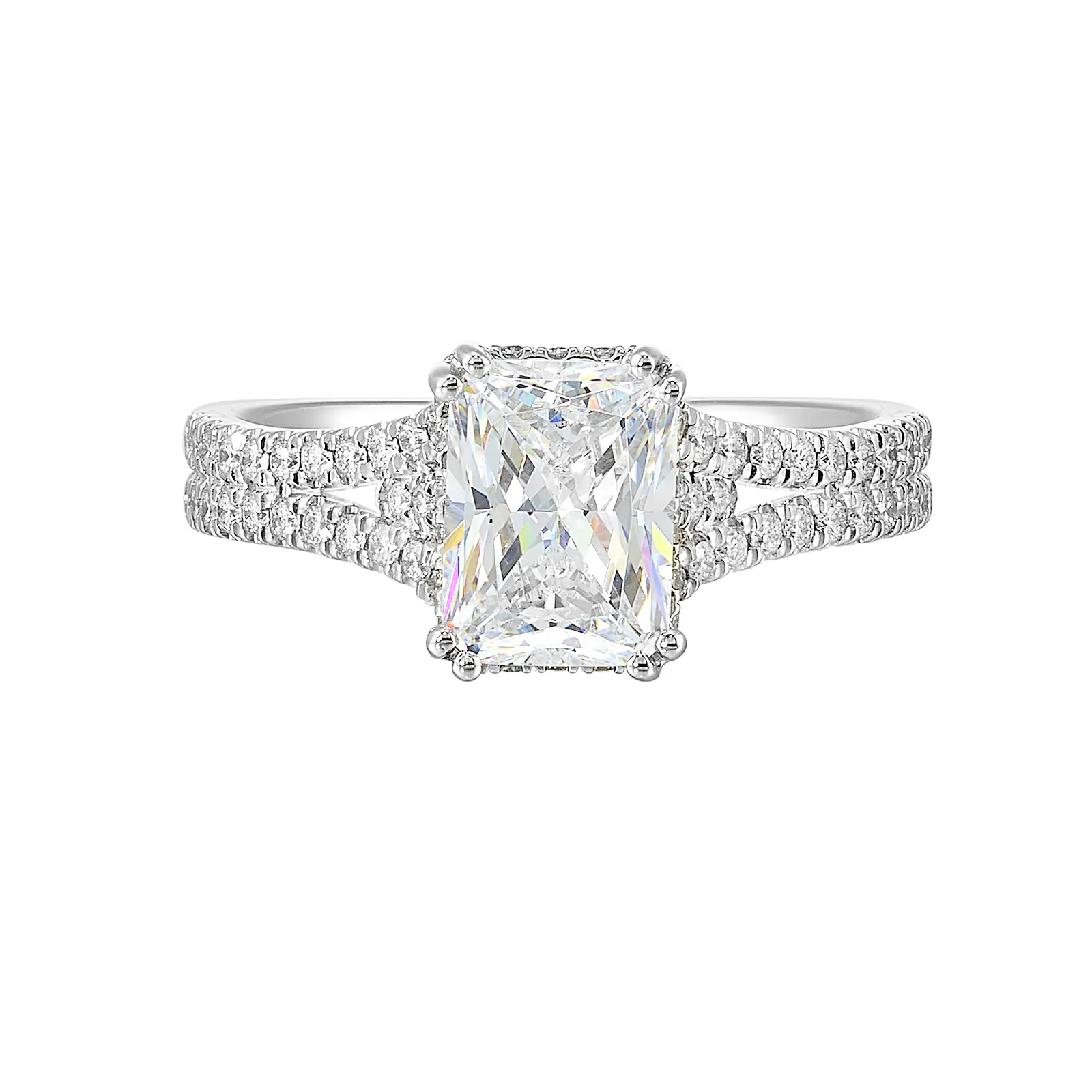 14Kt White Semi Mount 3/8Ctw For 2Ctw Radiant Center