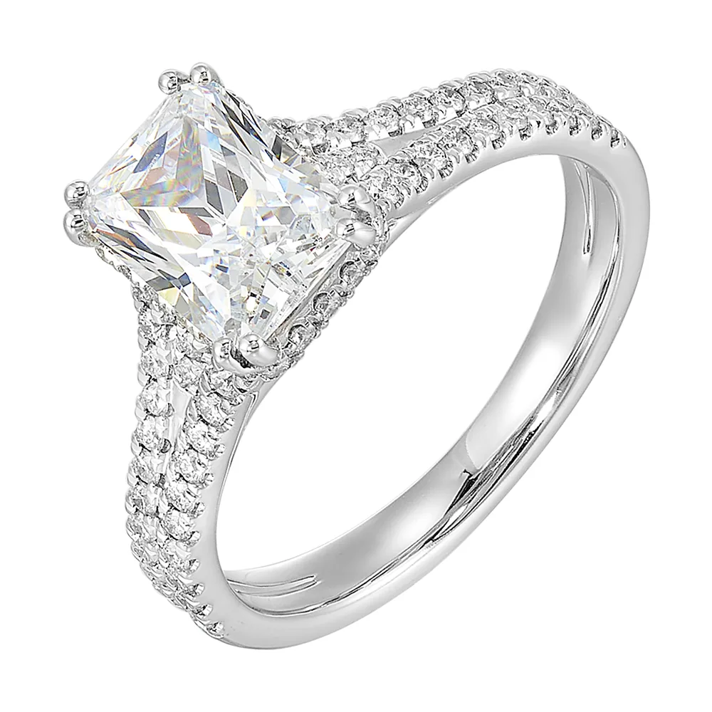 14Kt White Semi Mount 3/8Ctw For 2Ctw Radiant Center view 2
