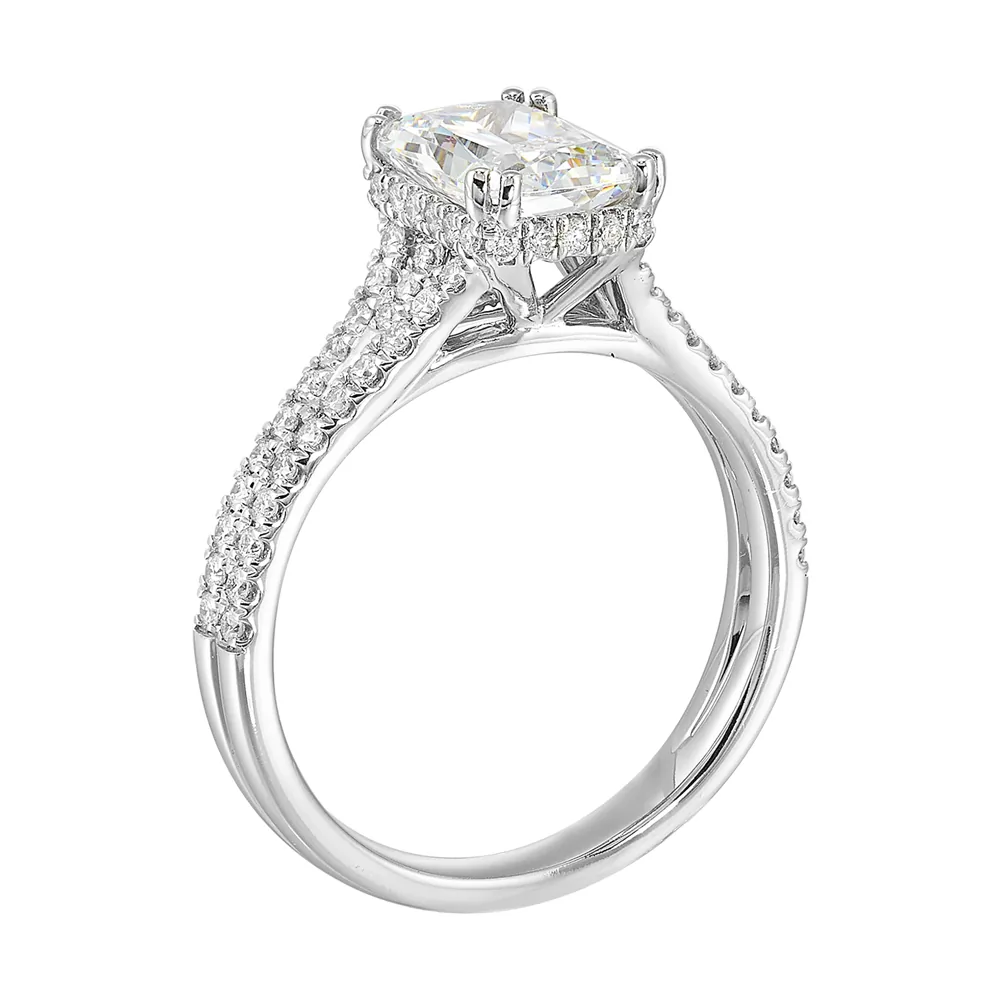 14Kt White Semi Mount 3/8Ctw For 2Ctw Radiant Center view 3