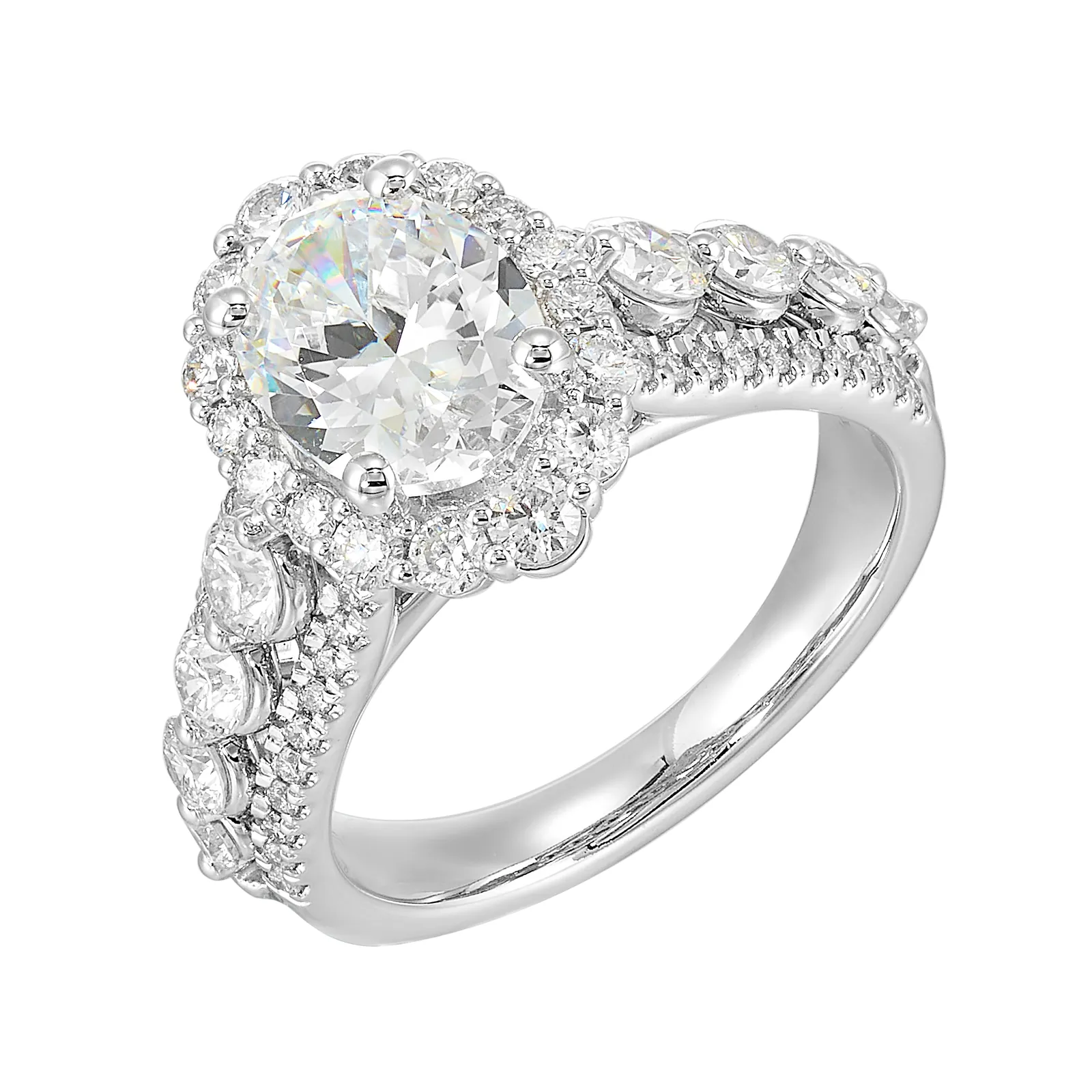 14Kt White Semi Mount 1 1/4Ctw For 2Ctw Oval Center view 2